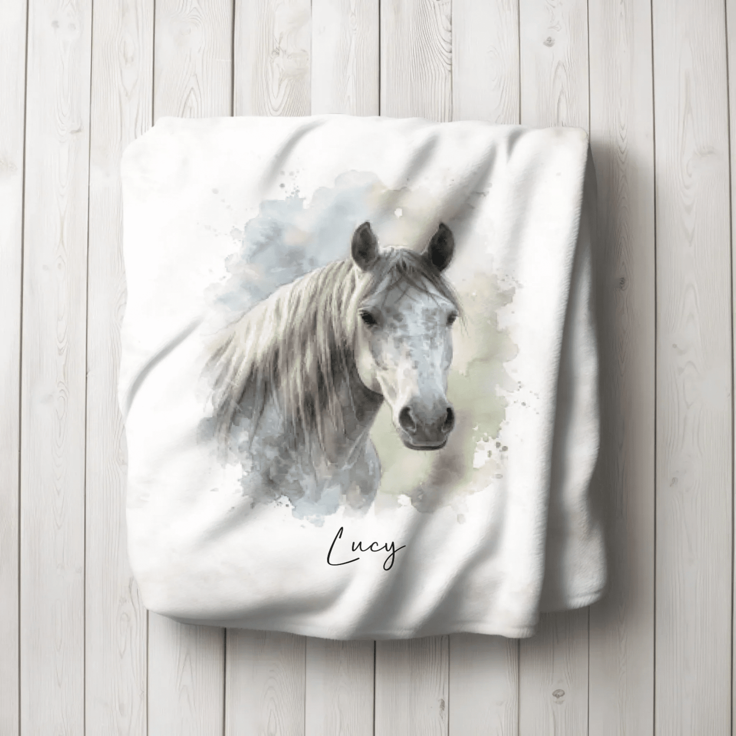 Personalisierte Decke von deinem Pferd | Individuelles Aquarell Tierportrait - LeinwandGlück