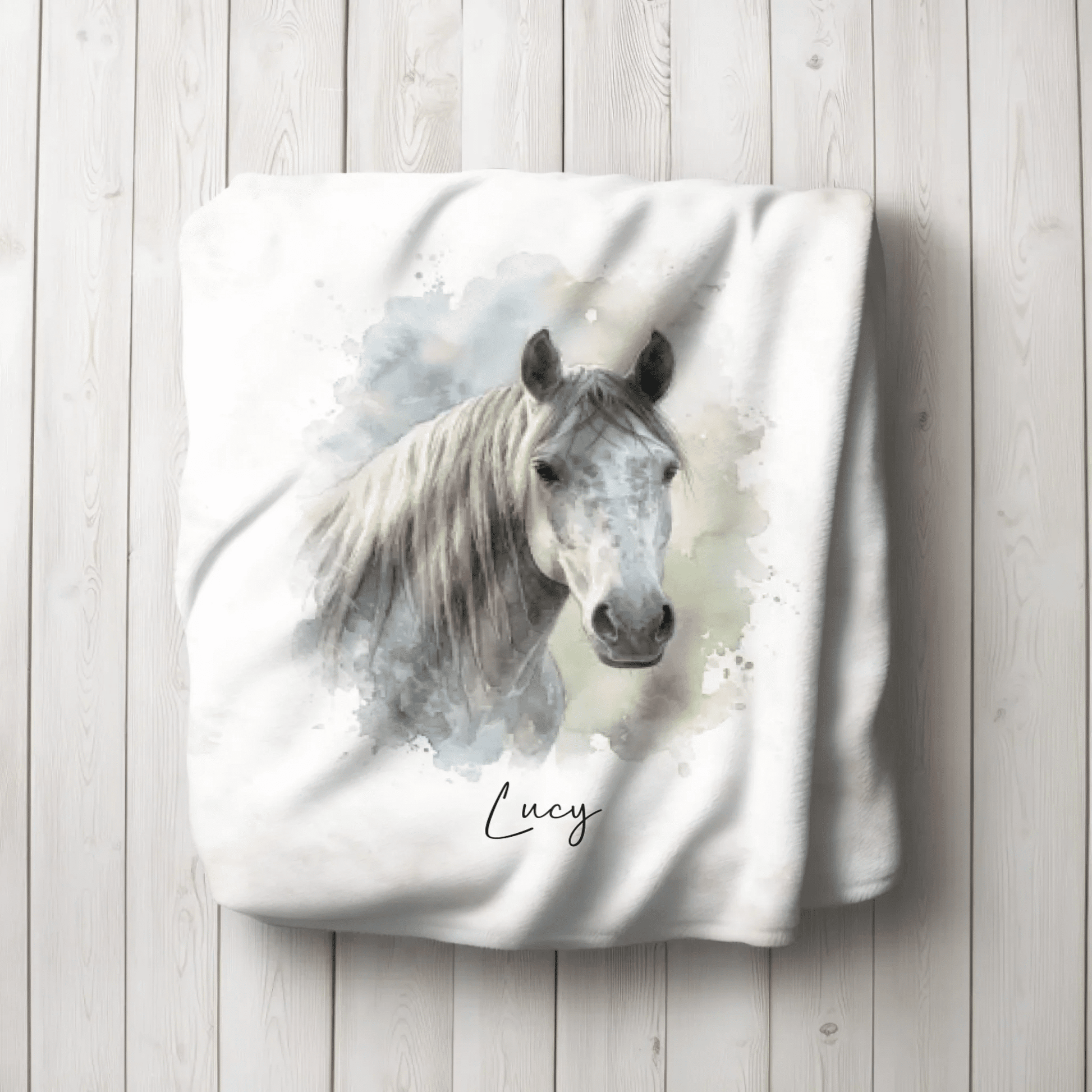 Personalisierte Decke von deinem Pferd | Individuelles Aquarell Tierportrait - LeinwandGlück