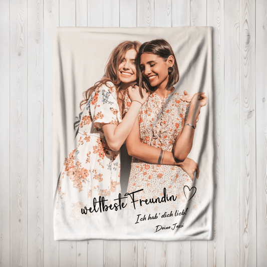Personalisierte Decke - "weltbeste Freundin" - LeinwandGlück