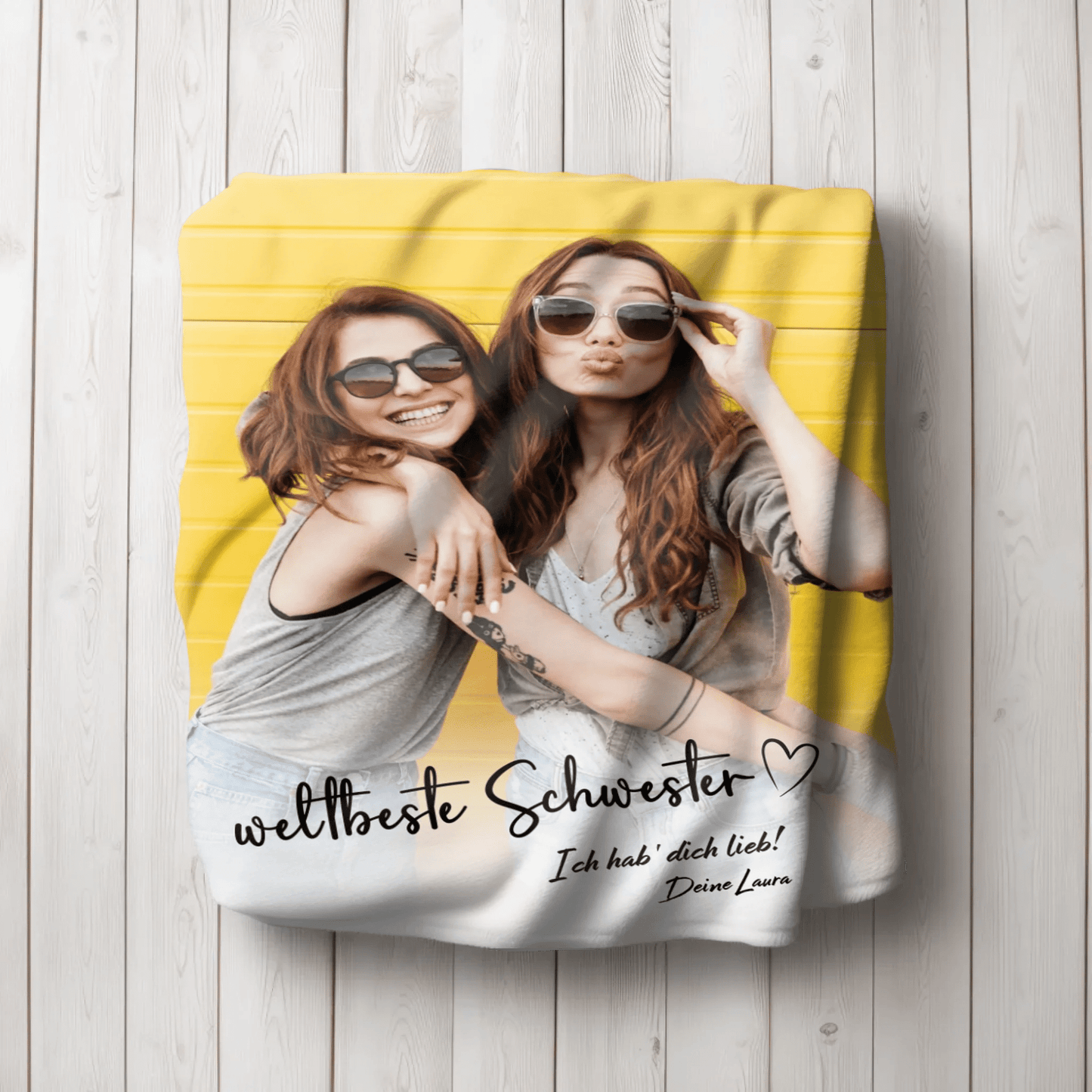 Personalisierte Decke - "weltbeste Schwester" - LeinwandGlück