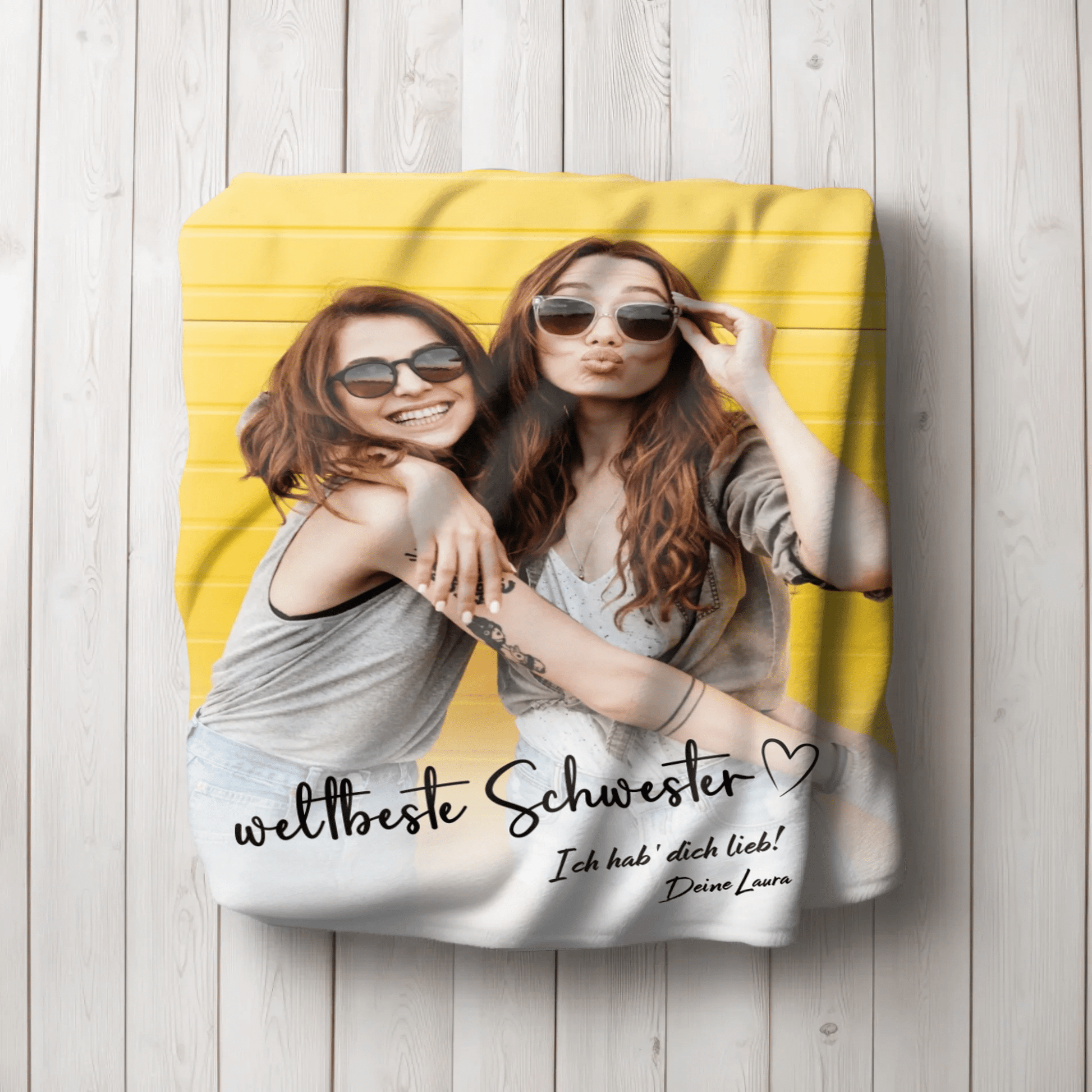 Personalisierte Decke - "weltbeste Schwester" - LeinwandGlück
