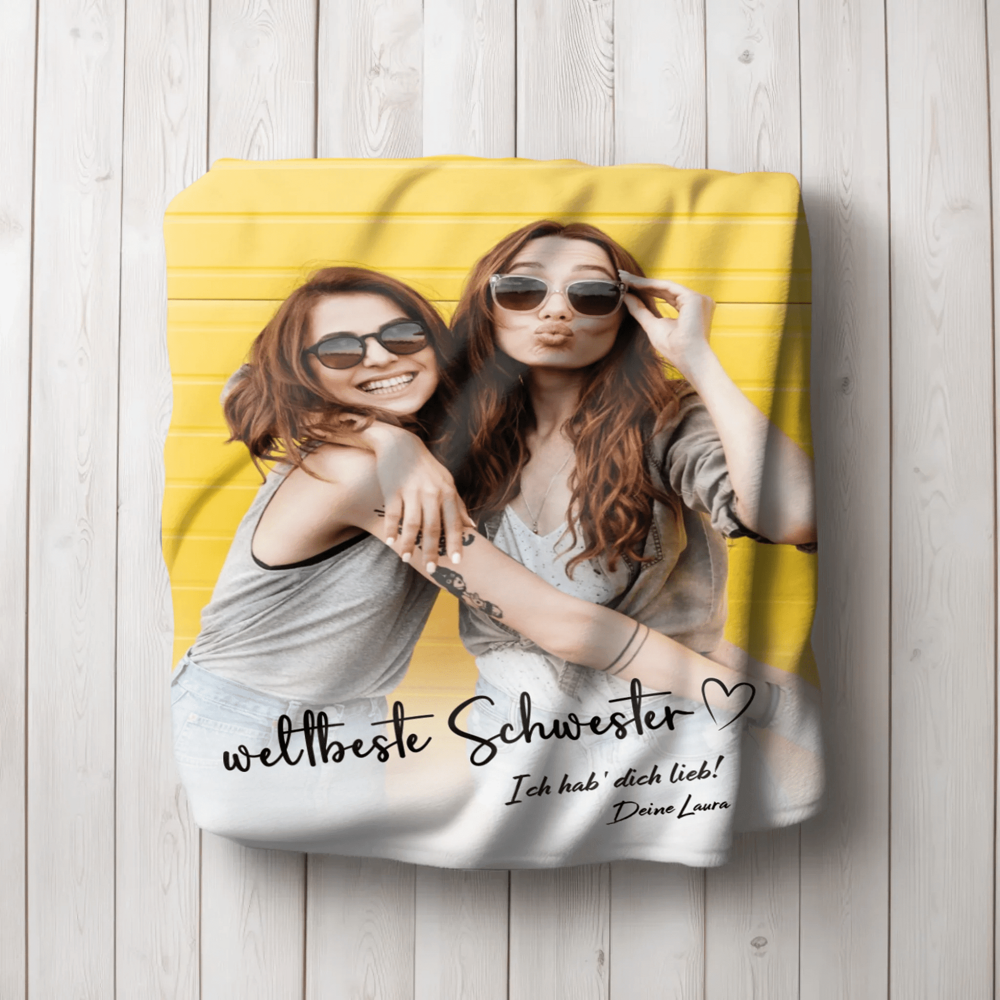 Personalisierte Decke - "weltbeste Schwester" - LeinwandGlück