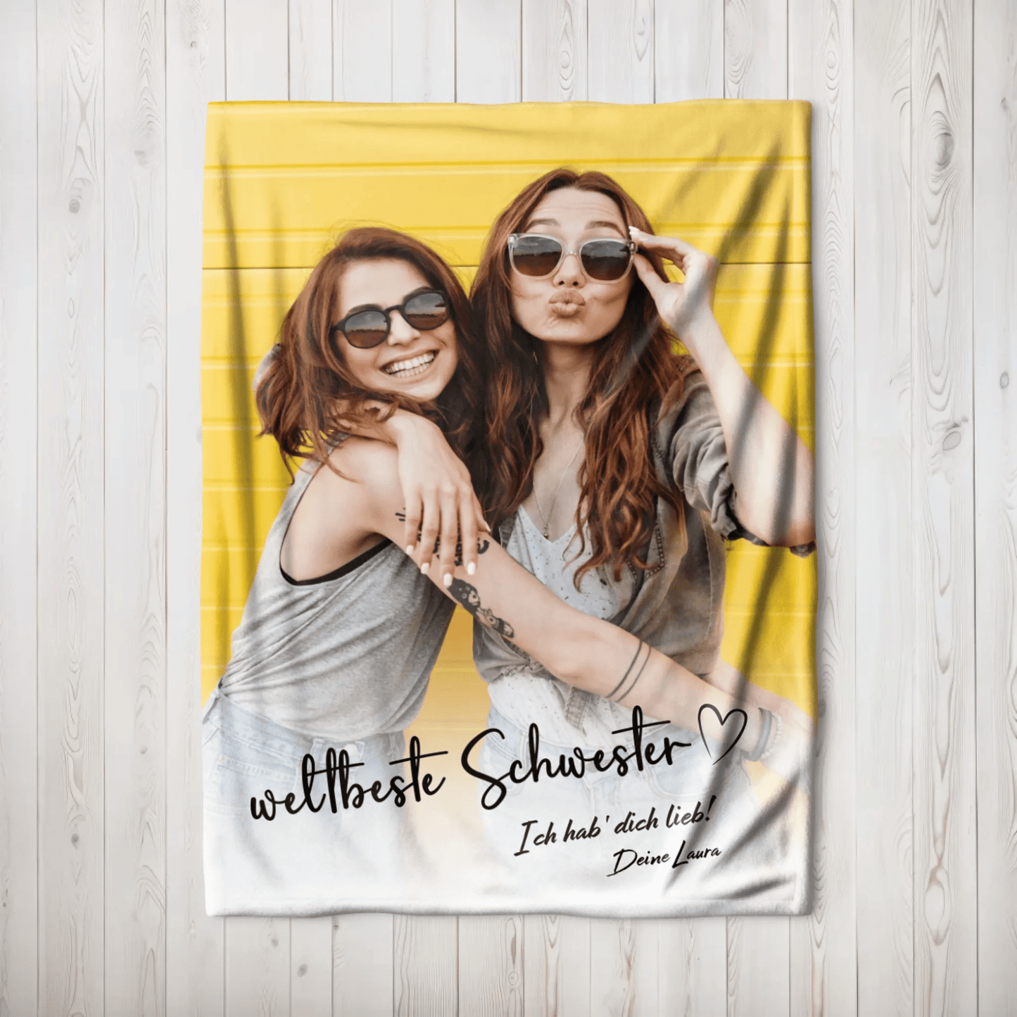 Personalisierte Decke - "weltbeste Schwester" - LeinwandGlück