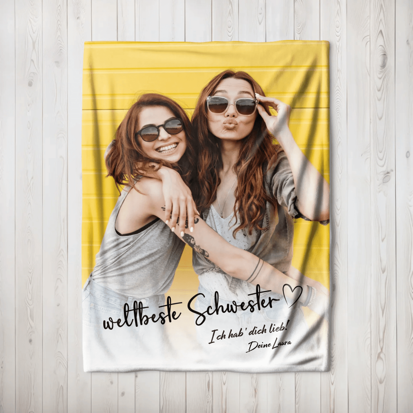 Personalisierte Decke - "weltbeste Schwester" - LeinwandGlück