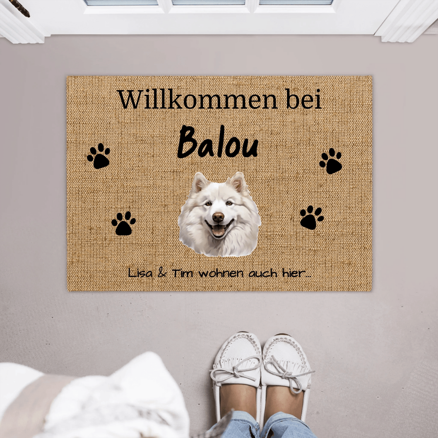 Personalisierte Fußmatte - Willkommen bei mit Foto - LeinwandGlück