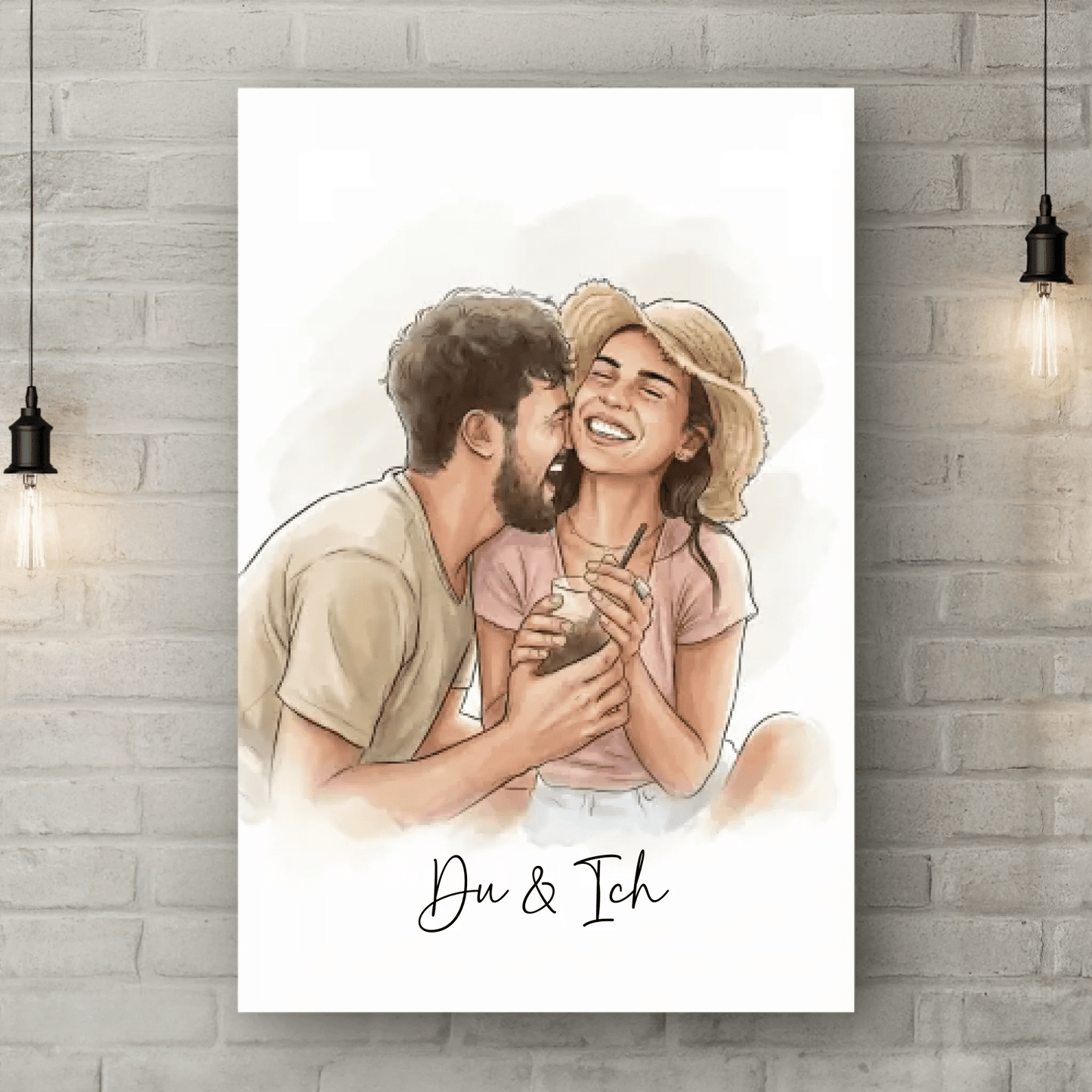 Personalisierte Leinwand - "Du & Ich" Golden Brush - LeinwandGlück