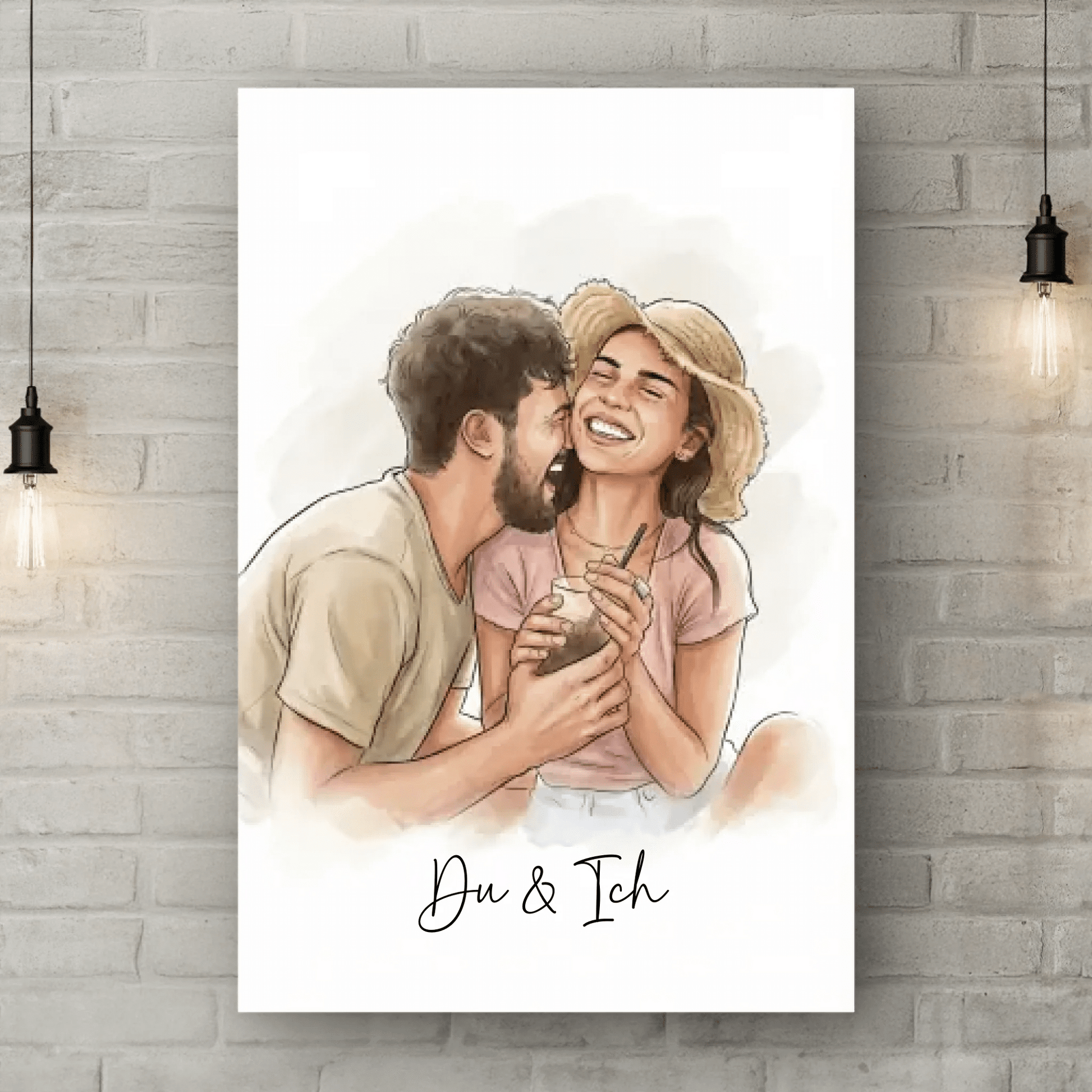 Personalisierte Leinwand - "Du & Ich" Golden Brush - LeinwandGlück