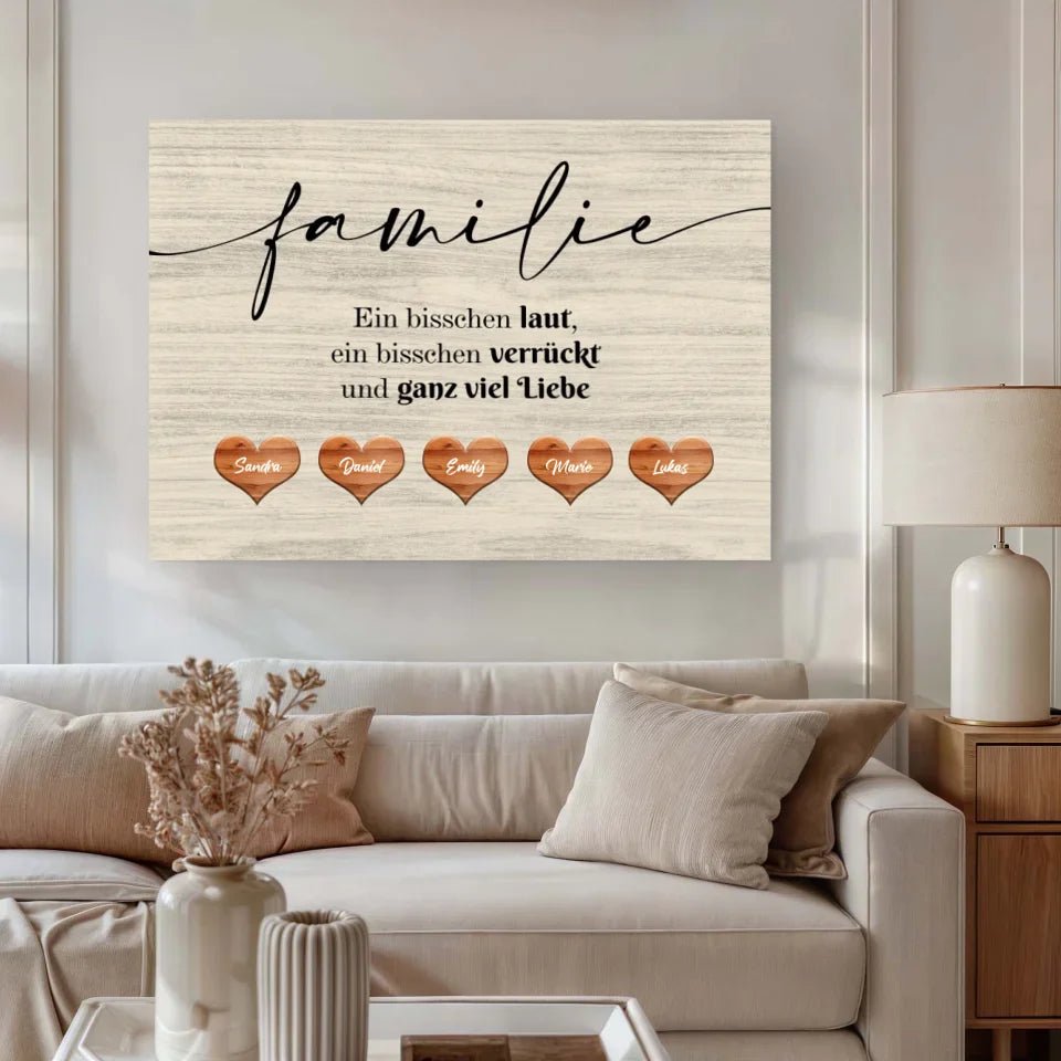 Personalisierte Leinwand - "Familie kursiv" - LeinwandGlück