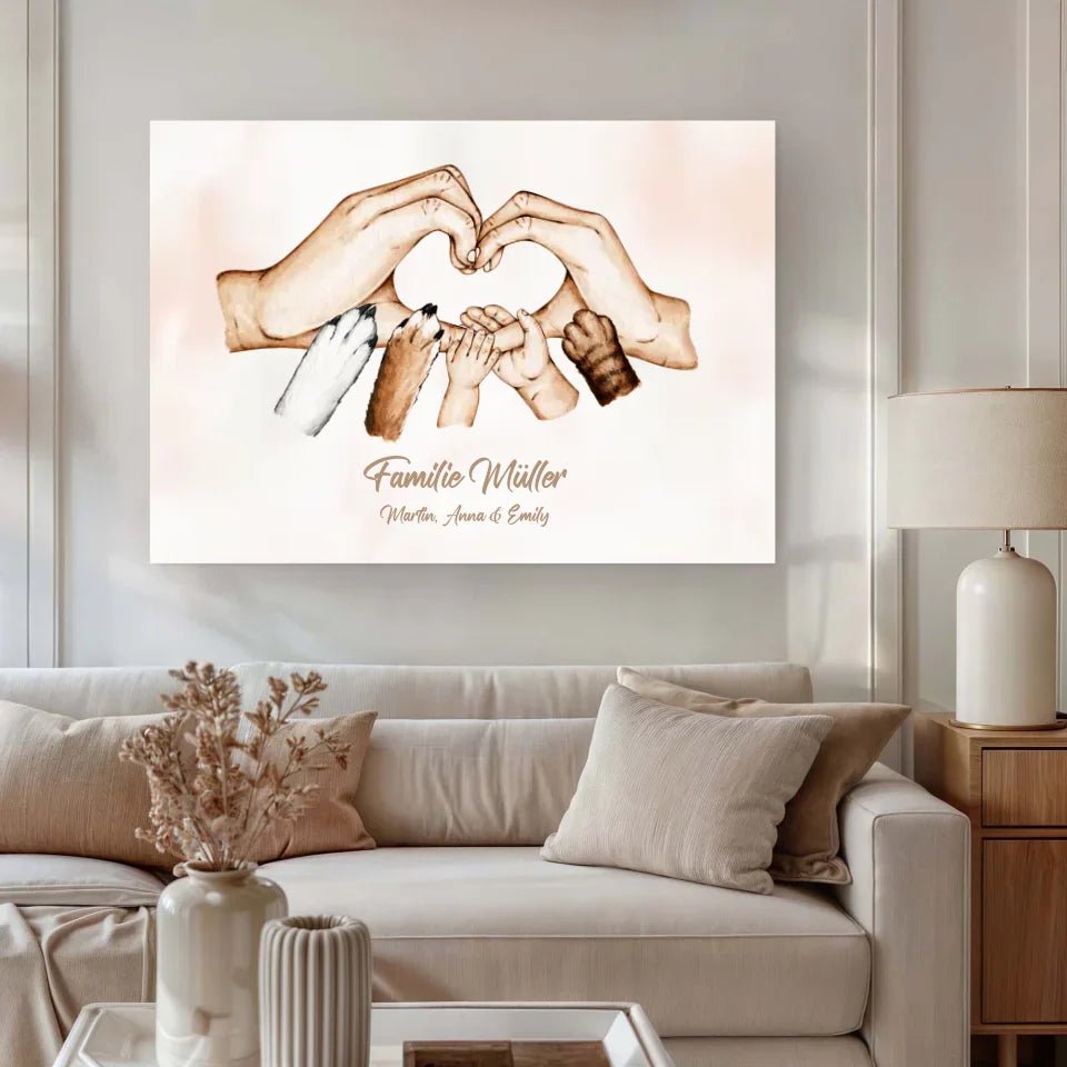 Personalisierte Leinwand - "Familienhände" - LeinwandGlück