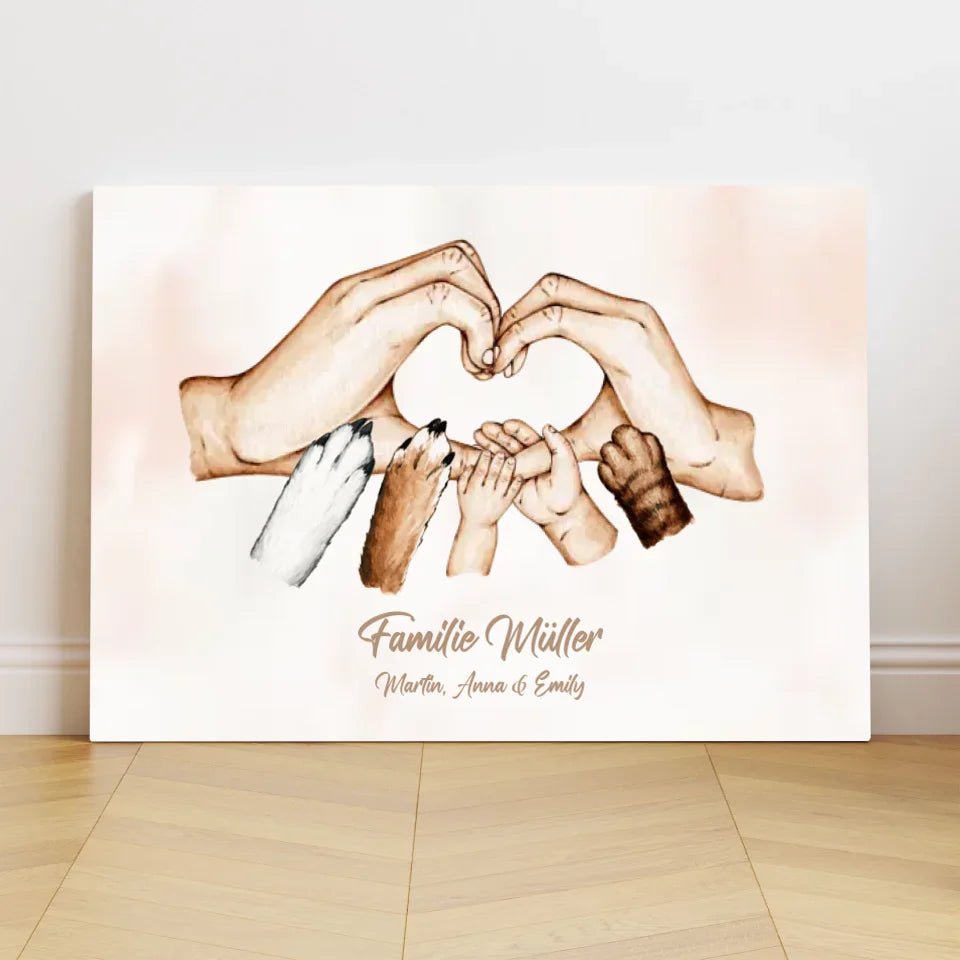 Personalisierte Leinwand - "Familienhände" - LeinwandGlück