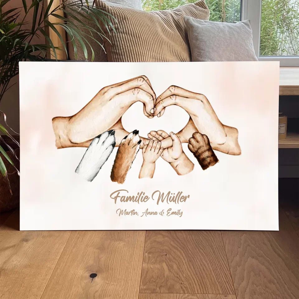 Personalisierte Leinwand - "Familienhände" - LeinwandGlück