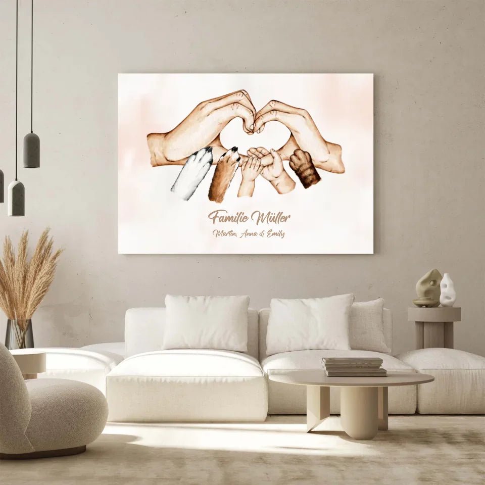Personalisierte Leinwand - "Familienhände" - LeinwandGlück