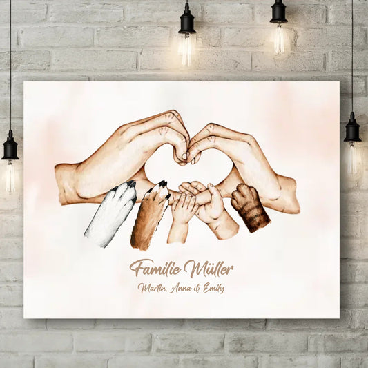 Personalisierte Leinwand - "Familienhände" - LeinwandGlück
