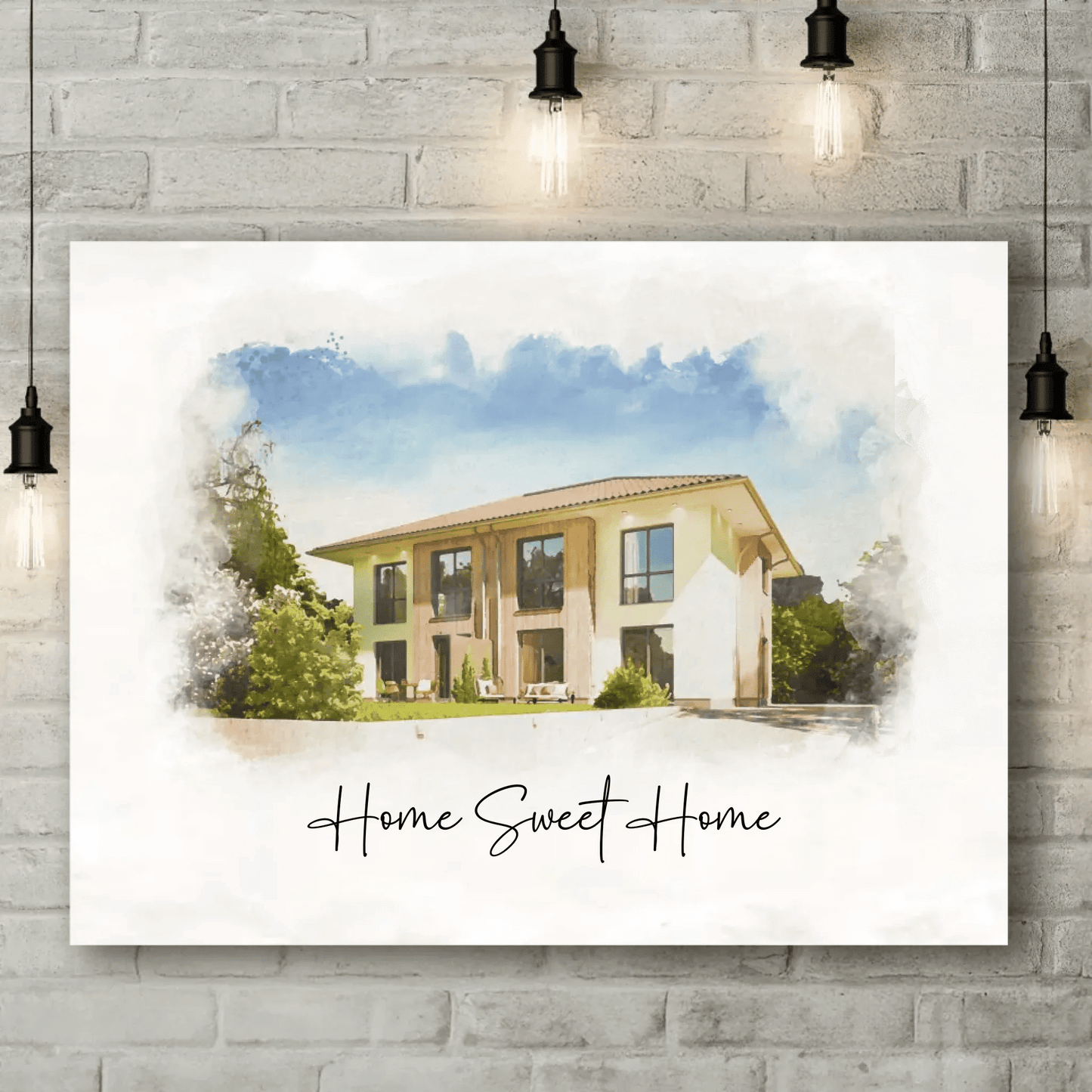 Personalisierte Leinwand - "Haus Aquarell" - LeinwandGlück