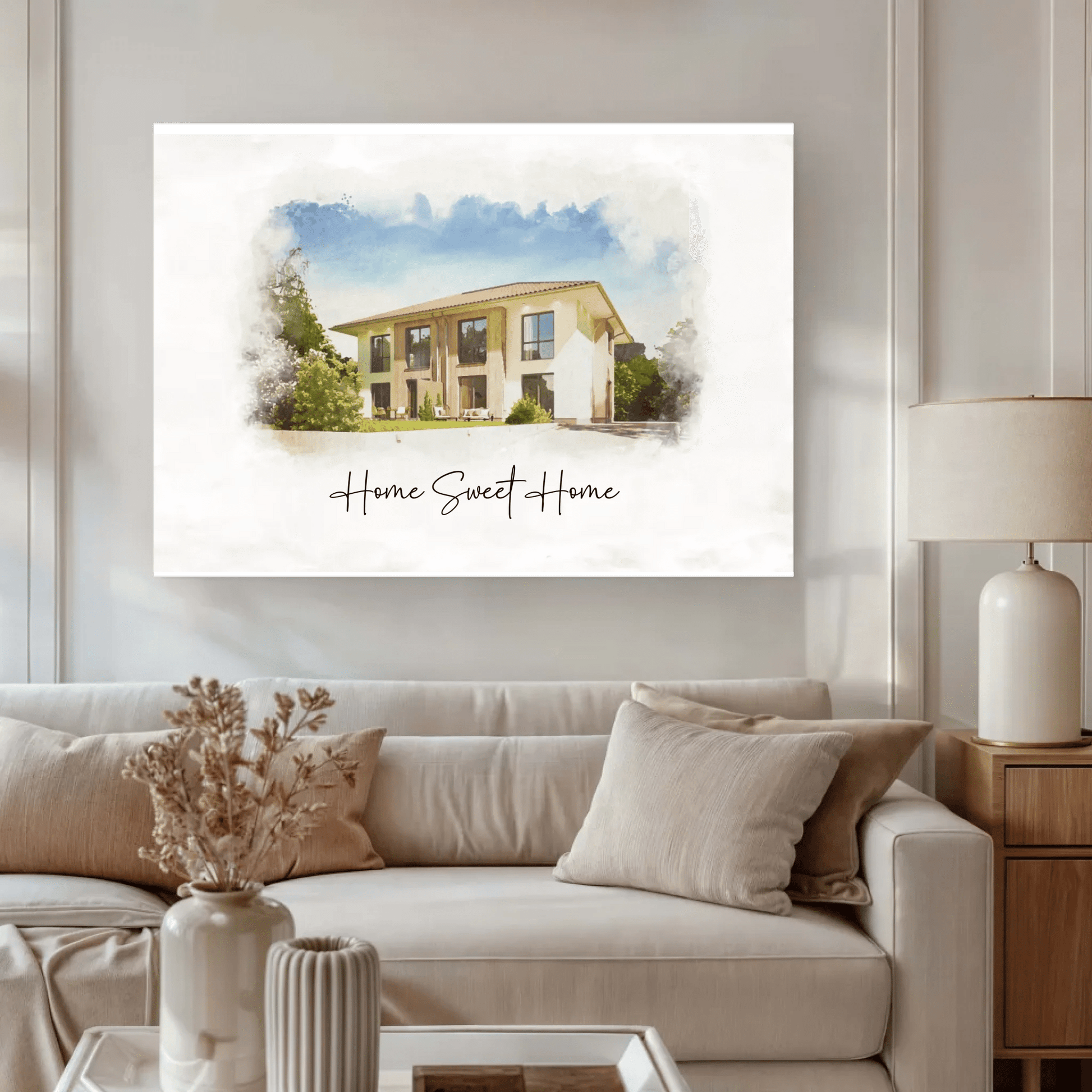 Personalisierte Leinwand - "Haus Aquarell" - LeinwandGlück