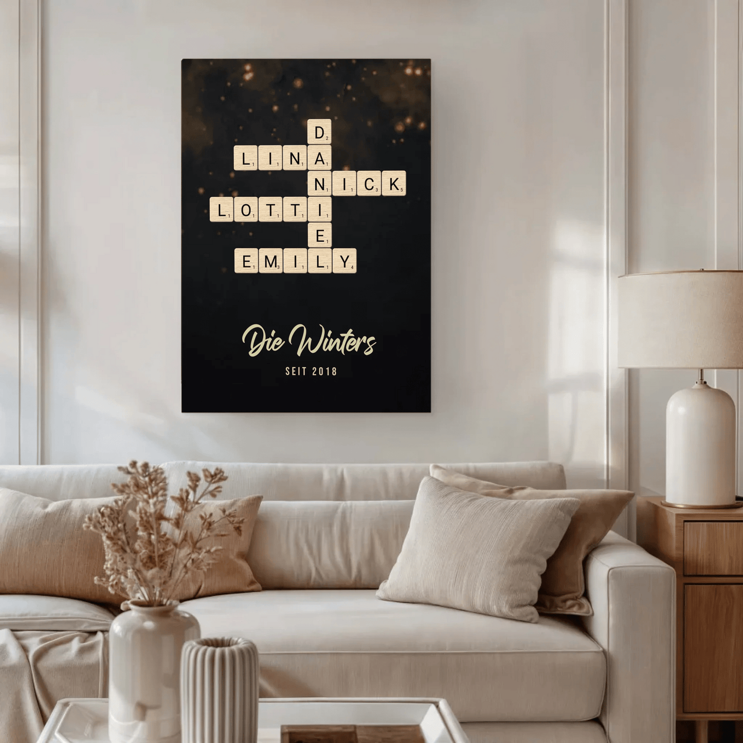 Personalisierte Leinwand - "Kreuzworträtsel dunkel" - LeinwandGlück