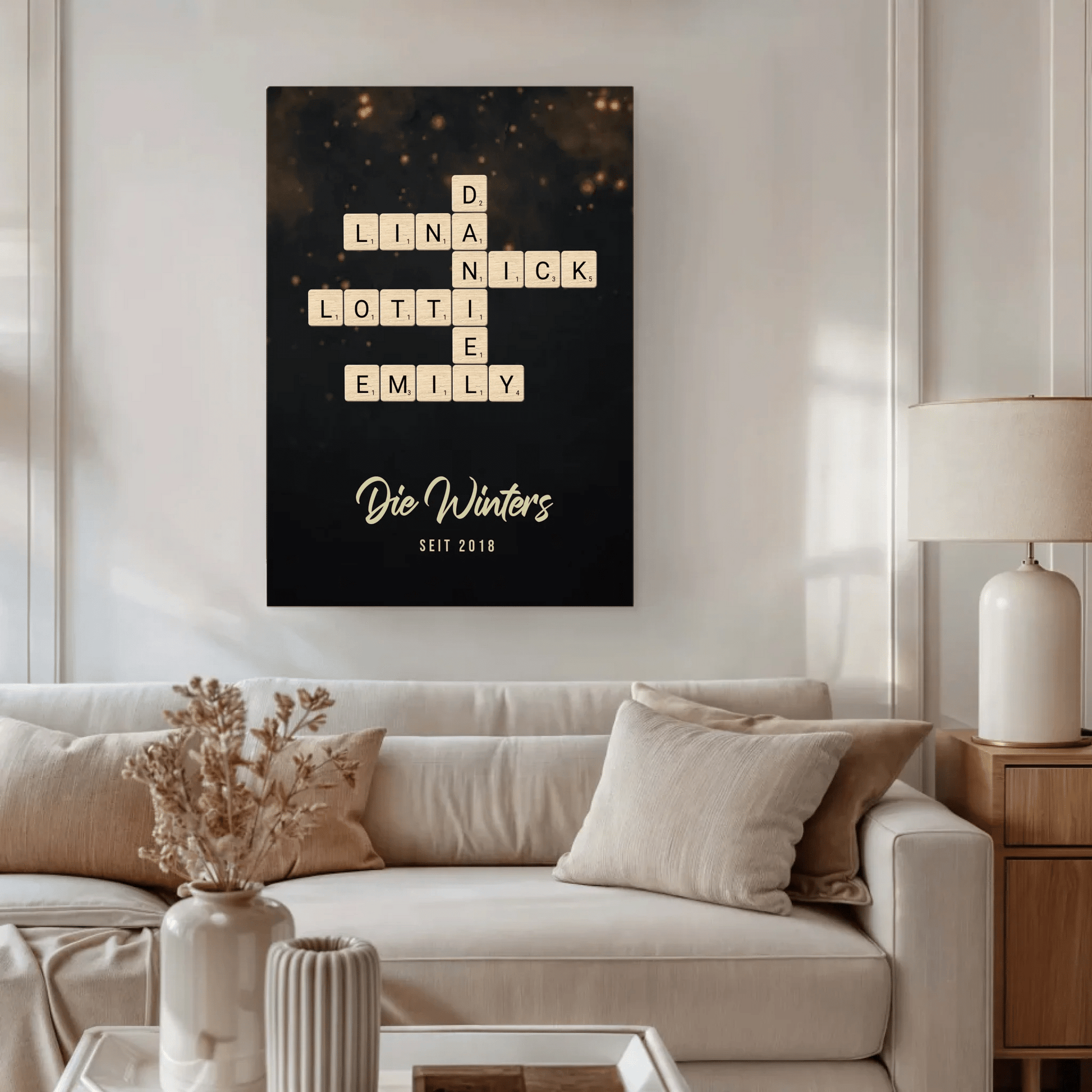 Personalisierte Leinwand - "Kreuzworträtsel dunkel" - LeinwandGlück