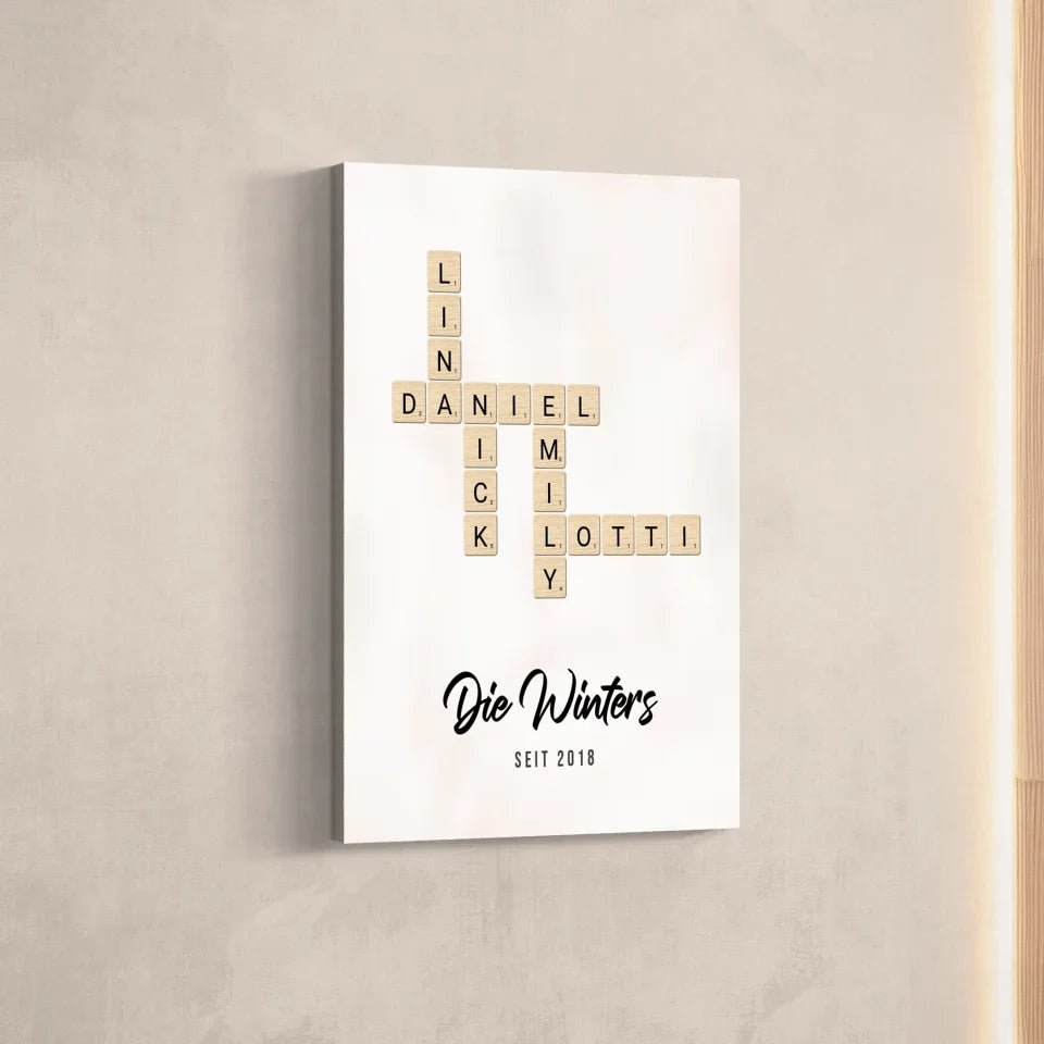 Personalisierte Leinwand - "Kreuzworträtsel" - LeinwandGlück