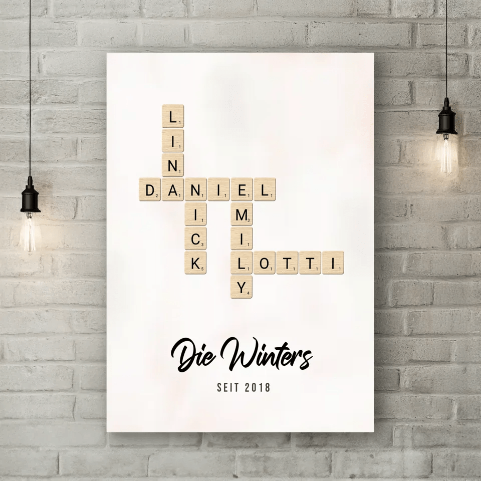 Personalisierte Leinwand - "Kreuzworträtsel" - LeinwandGlück