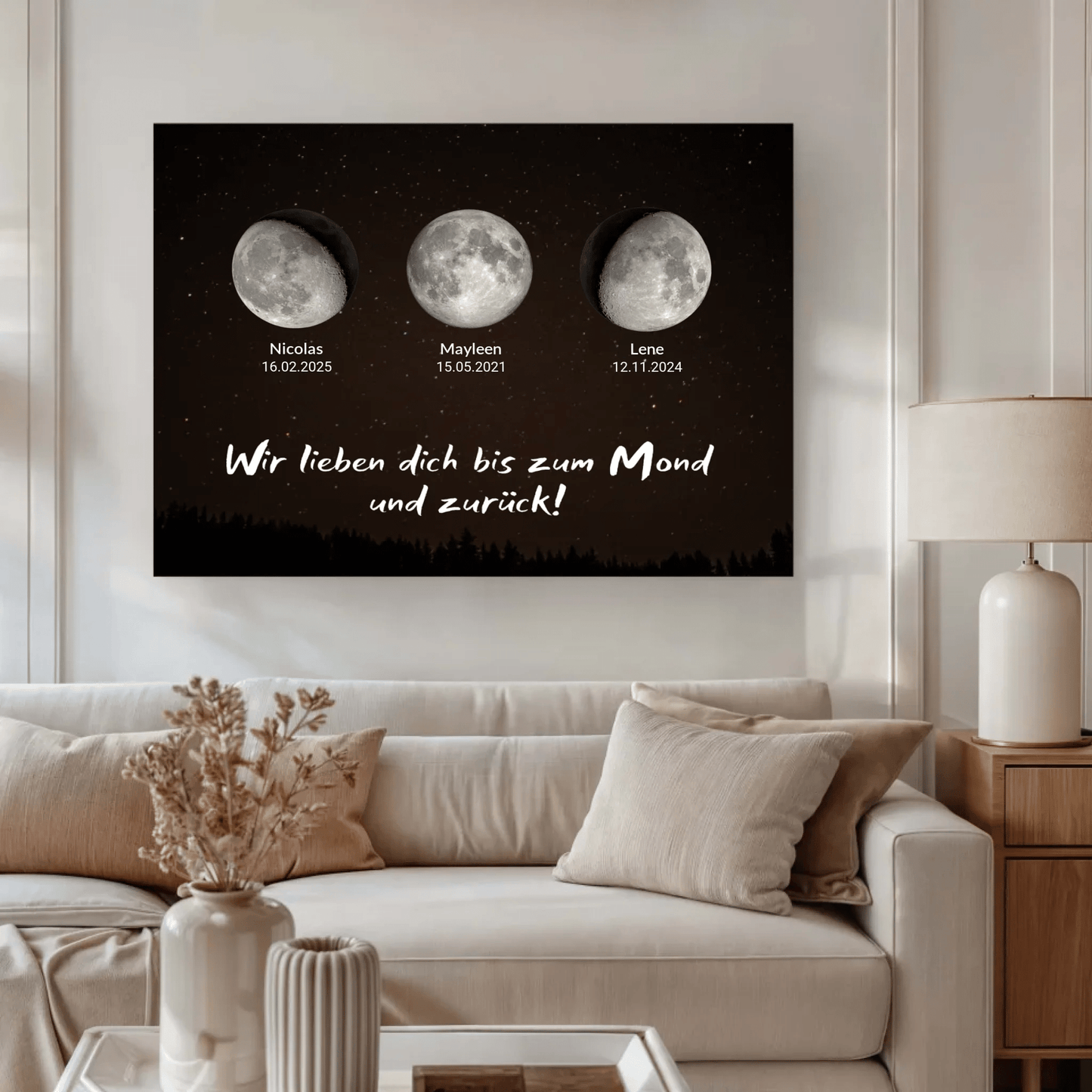 Personalisierte Leinwand - "Mondphasen" - LeinwandGlück