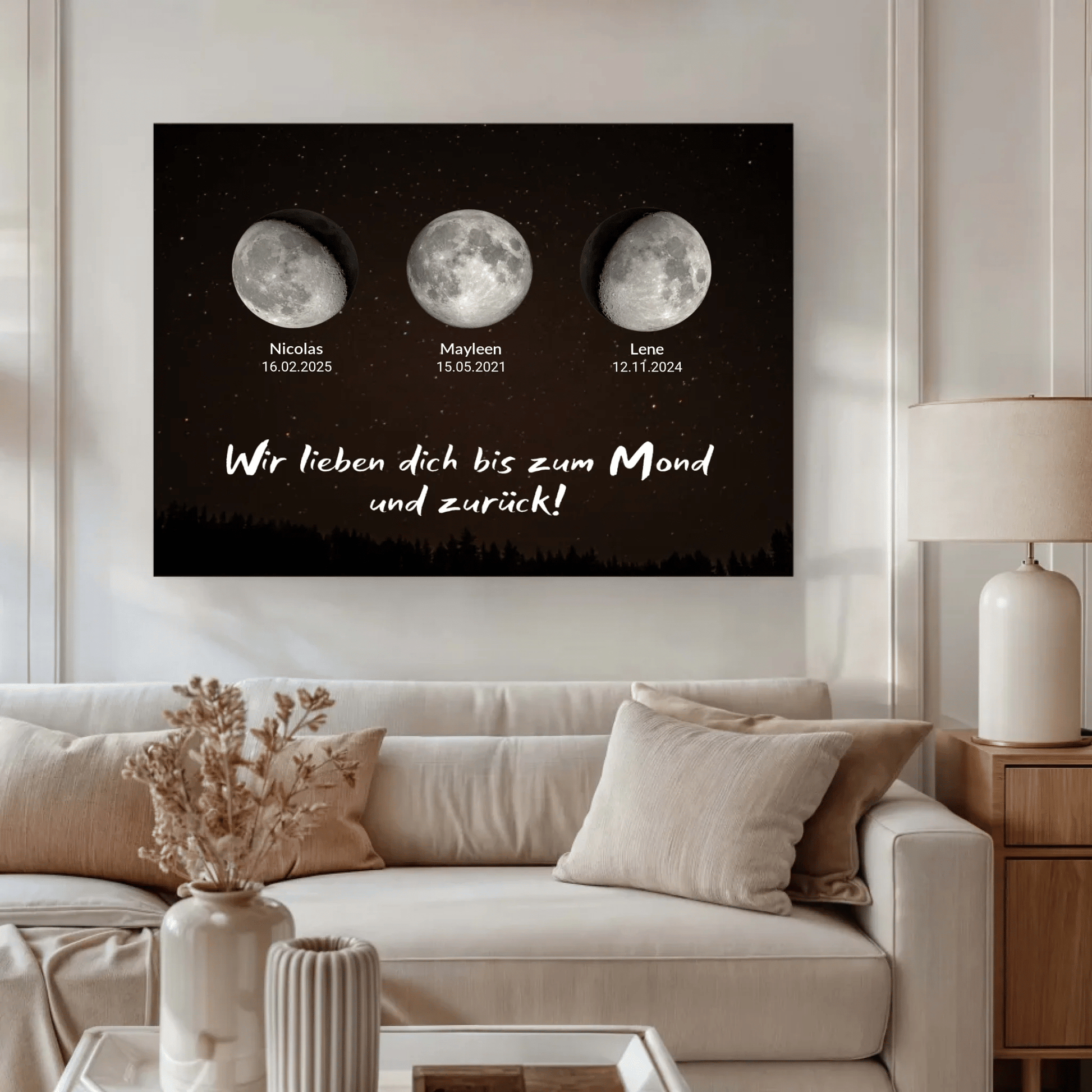Personalisierte Leinwand - "Mondphasen" - LeinwandGlück