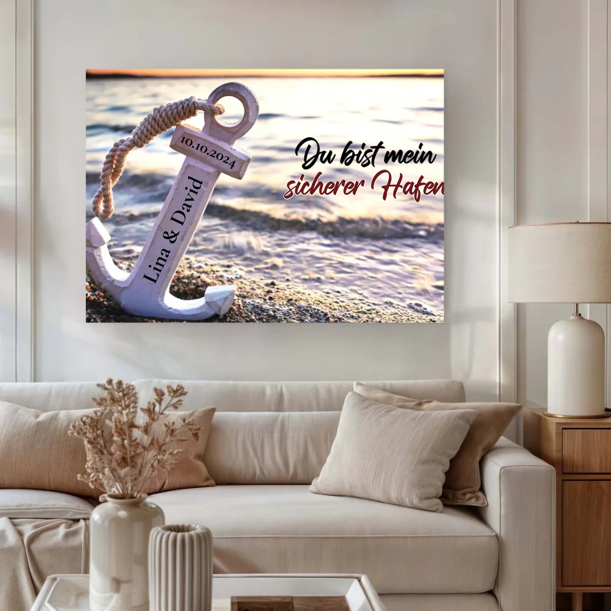 Personalisierte Leinwand - "Sicherer Hafen Horizontal" - LeinwandGlück