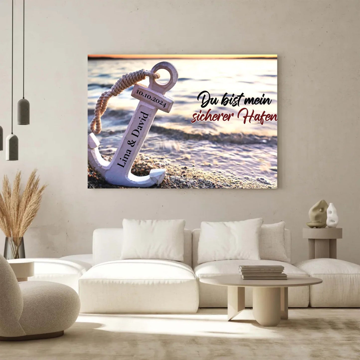 Personalisierte Leinwand - "Sicherer Hafen Horizontal" - LeinwandGlück