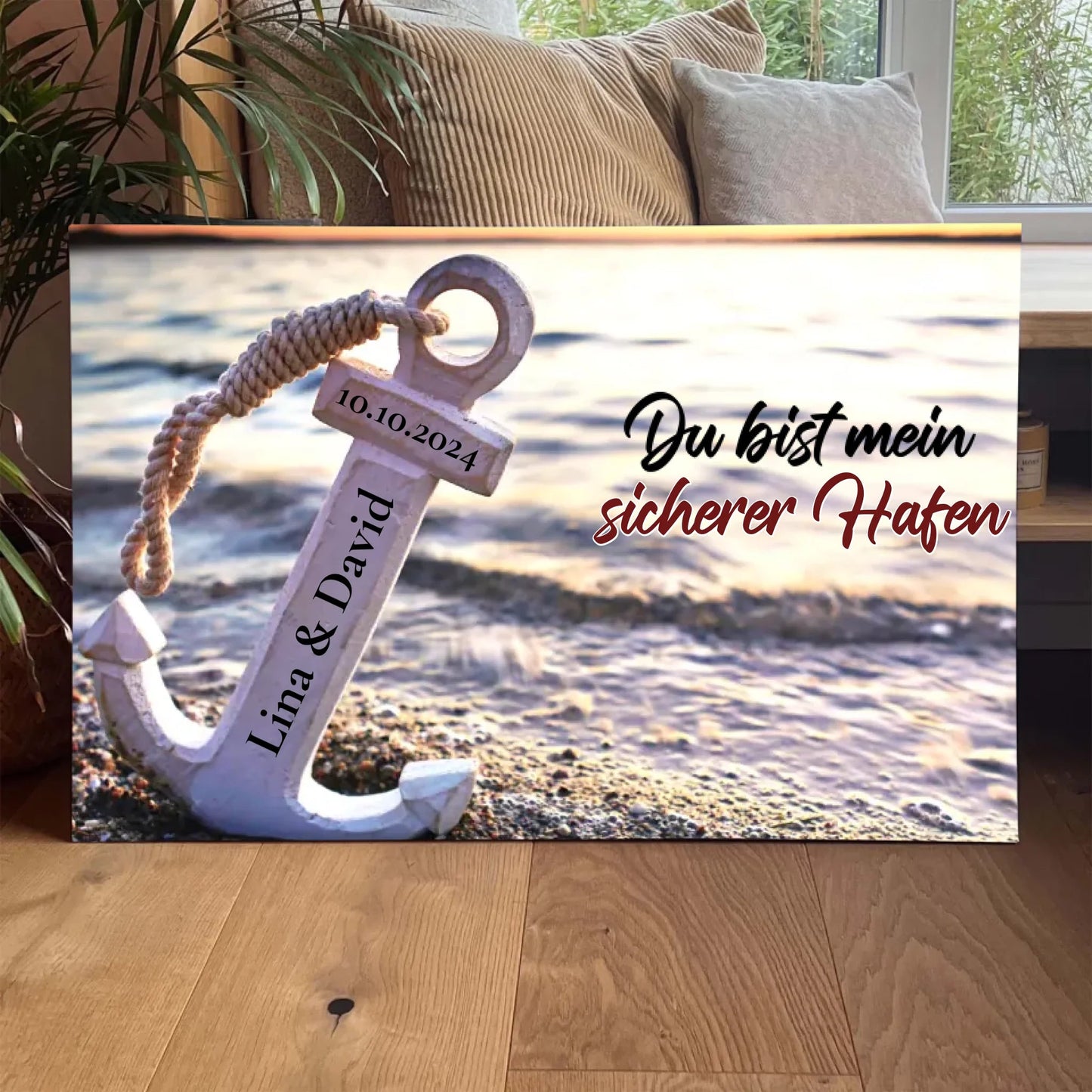 Personalisierte Leinwand - "Sicherer Hafen Horizontal" - LeinwandGlück
