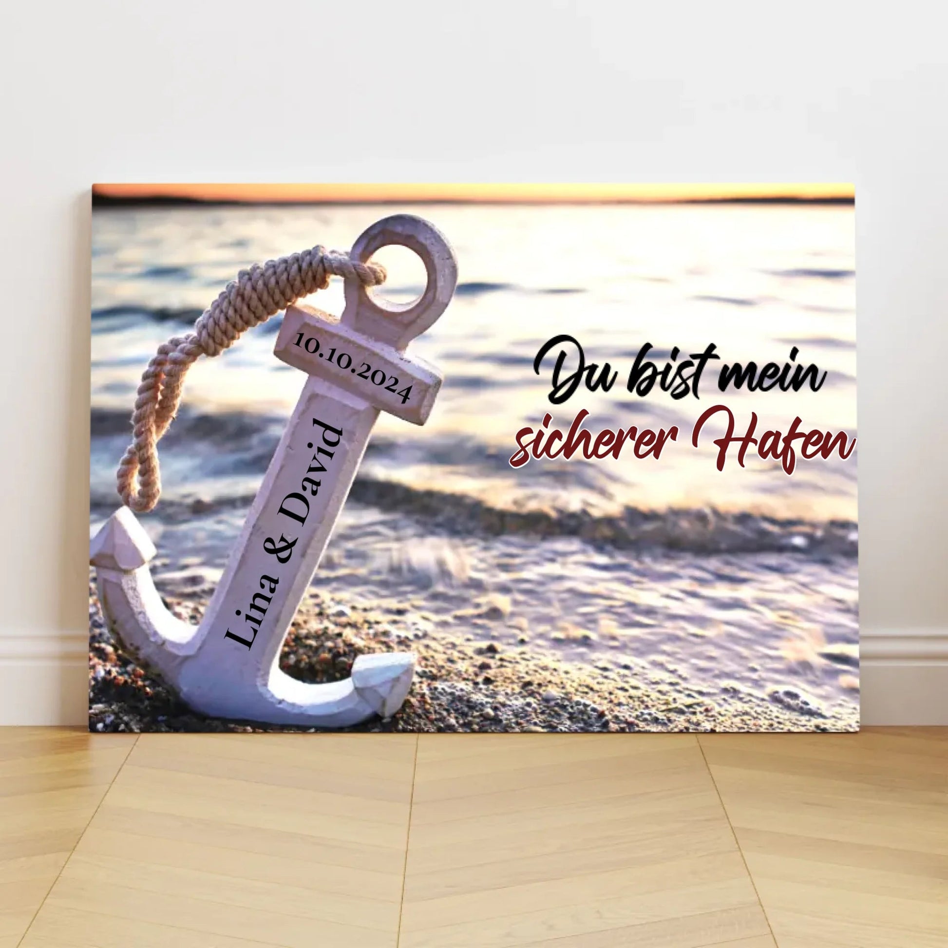 Personalisierte Leinwand - "Sicherer Hafen Horizontal" - LeinwandGlück