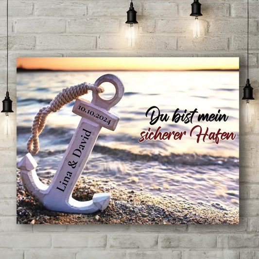 Personalisierte Leinwand - "Sicherer Hafen Horizontal" - LeinwandGlück