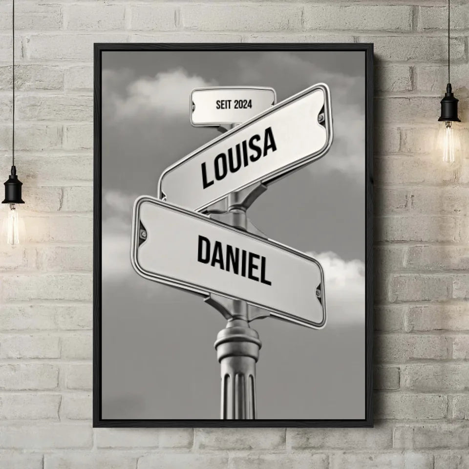 Personalisierte Leinwand - "Straßenkreuzung Paar" - LeinwandGlück