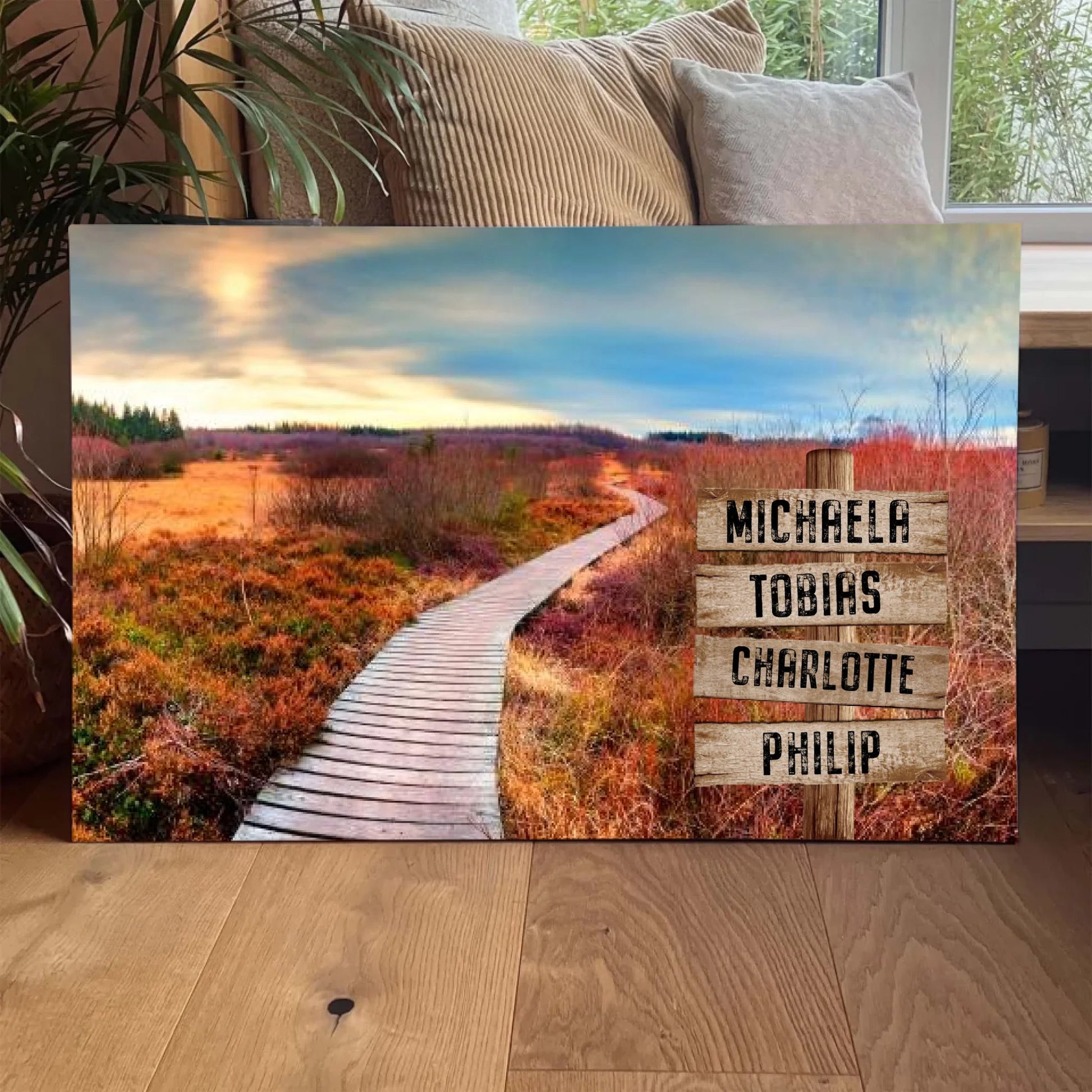 Personalisierte Leinwand - "Wegweiser Familie" - LeinwandGlück
