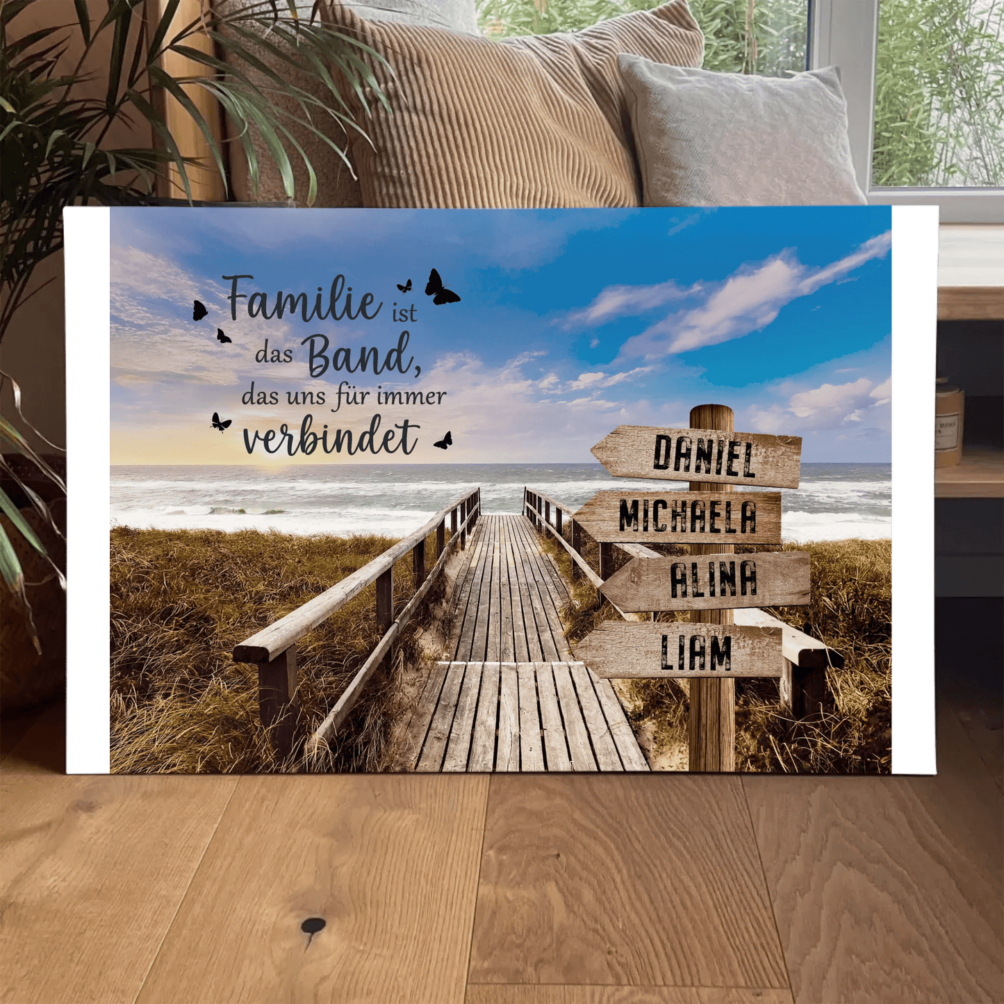 Personalisierte Leinwand - "Wegweiser Strand" - LeinwandGlück