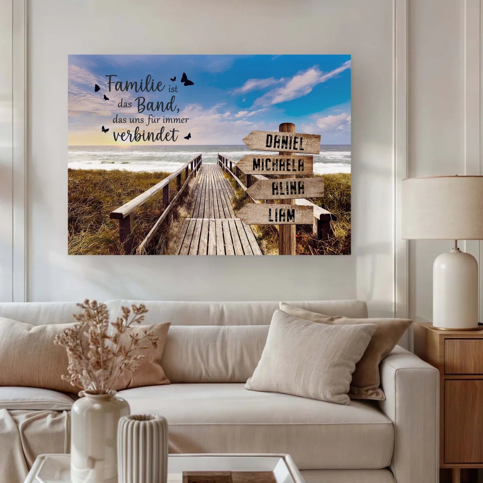 Personalisierte Leinwand - "Wegweiser Strand" - LeinwandGlück