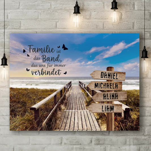 Personalisierte Leinwand - "Wegweiser Strand" - LeinwandGlück