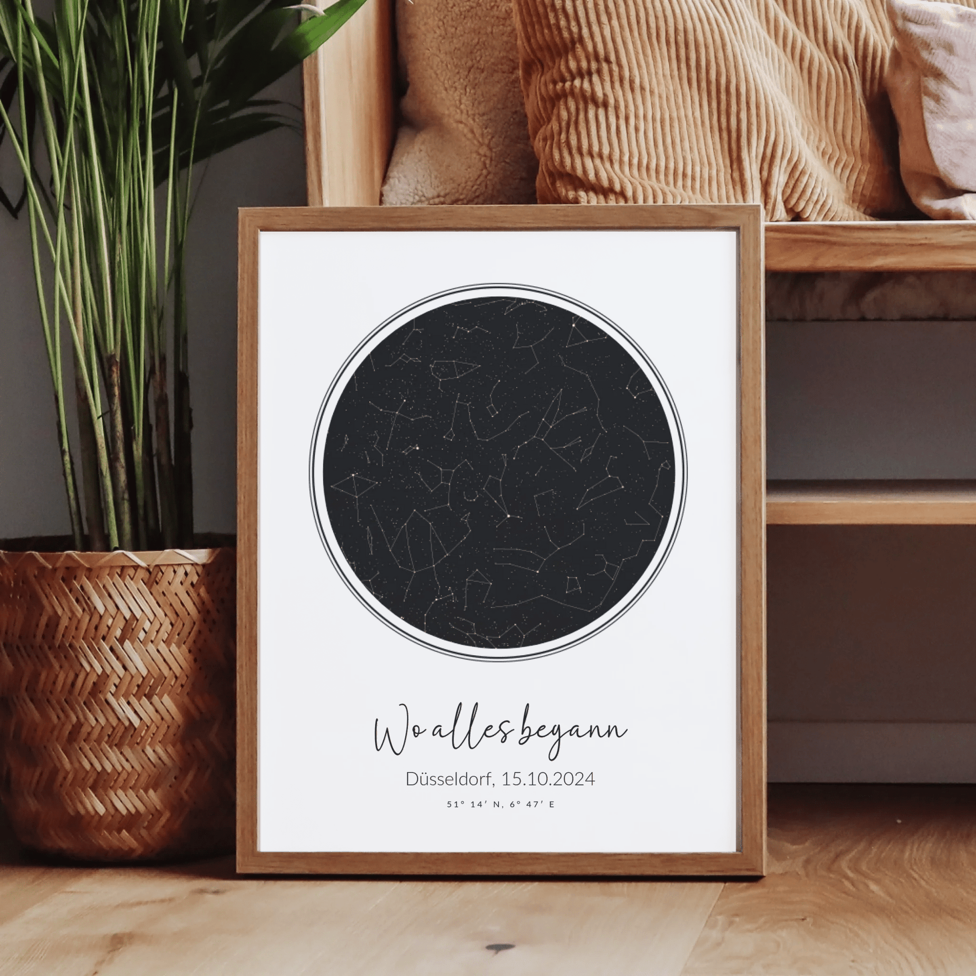 Personalisierte Sternenkarte als Poster - "Wo alles begann" - LeinwandGlück