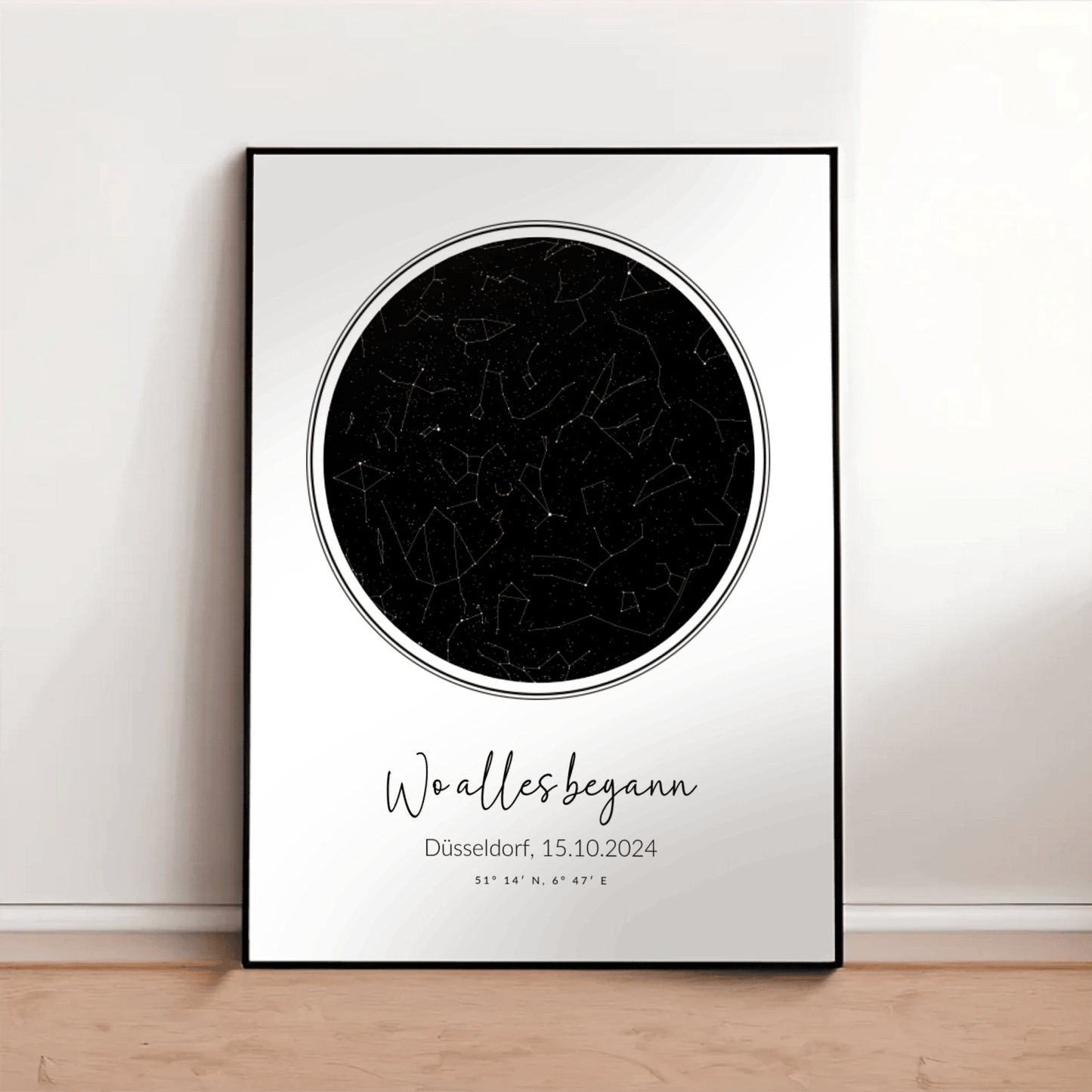 Personalisierte Sternenkarte als Poster - "Wo alles begann" - LeinwandGlück