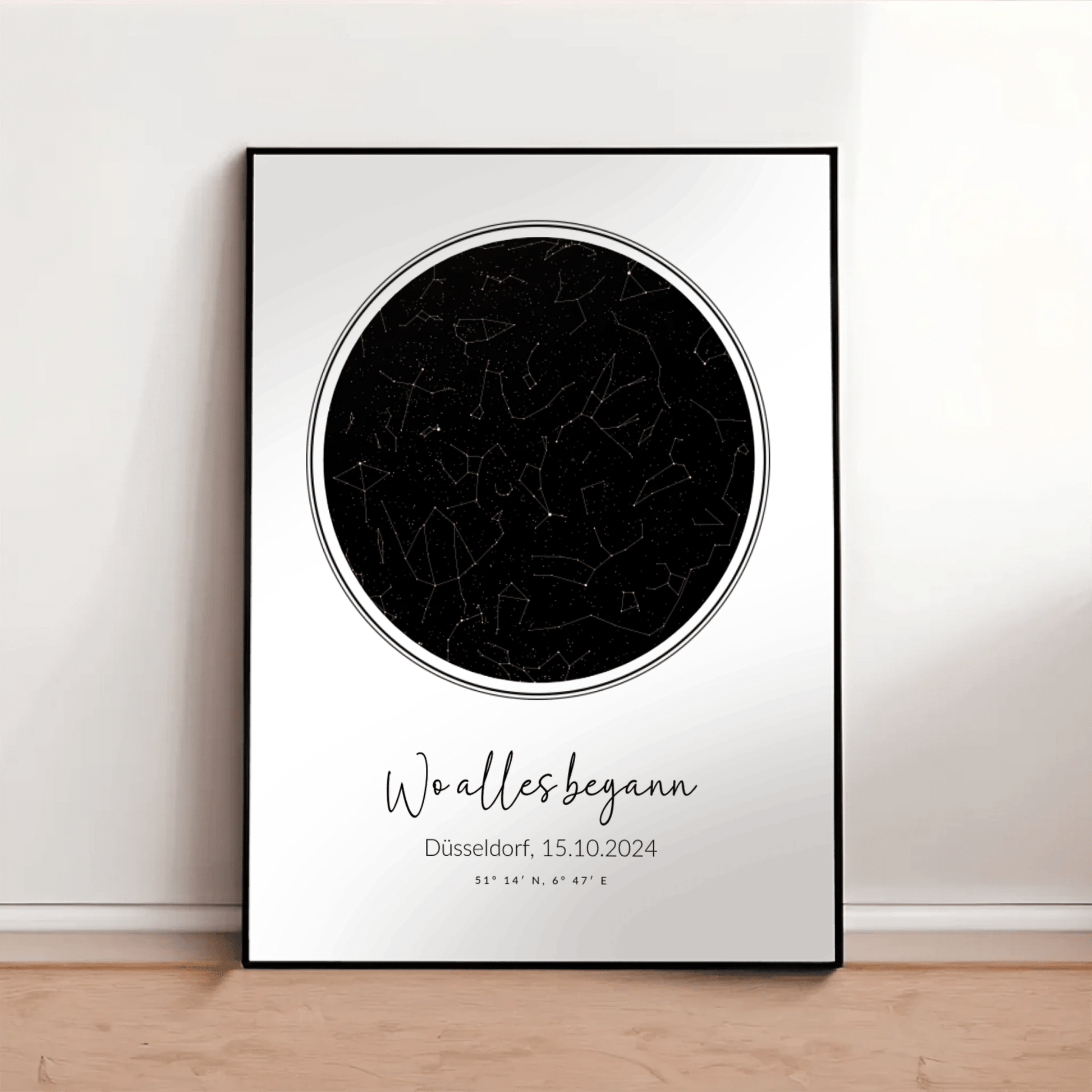 Personalisierte Sternenkarte als Poster - "Wo alles begann" - LeinwandGlück