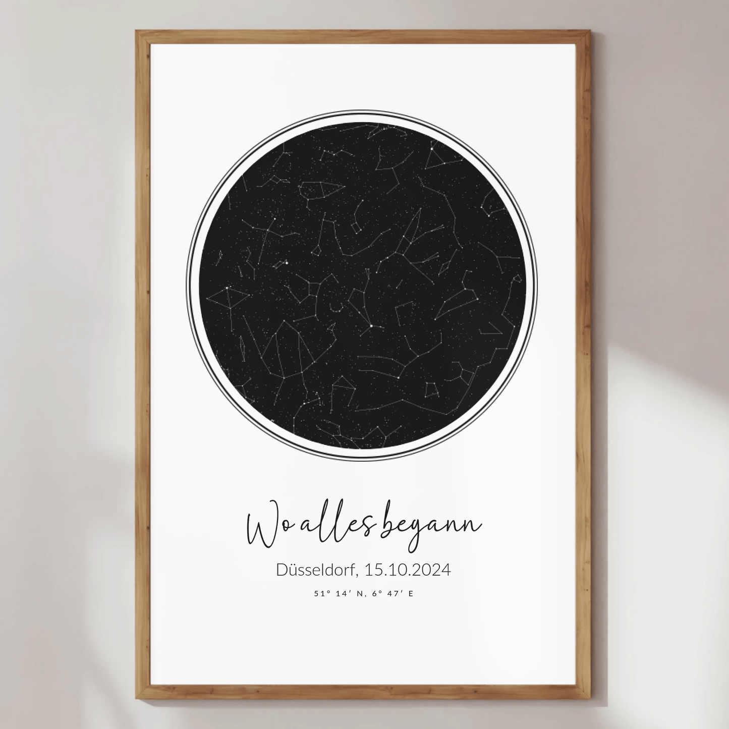 Personalisierte Sternenkarte als Poster - "Wo alles begann" - LeinwandGlück