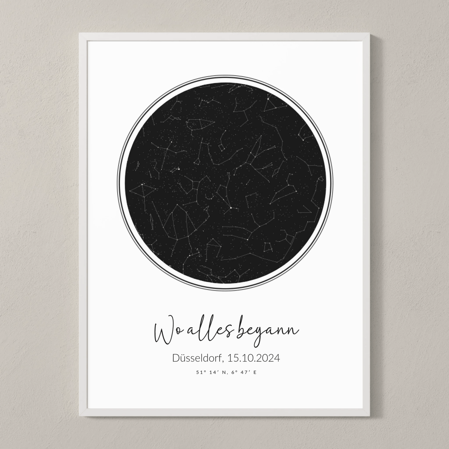 Personalisierte Sternenkarte als Poster - "Wo alles begann" - LeinwandGlück