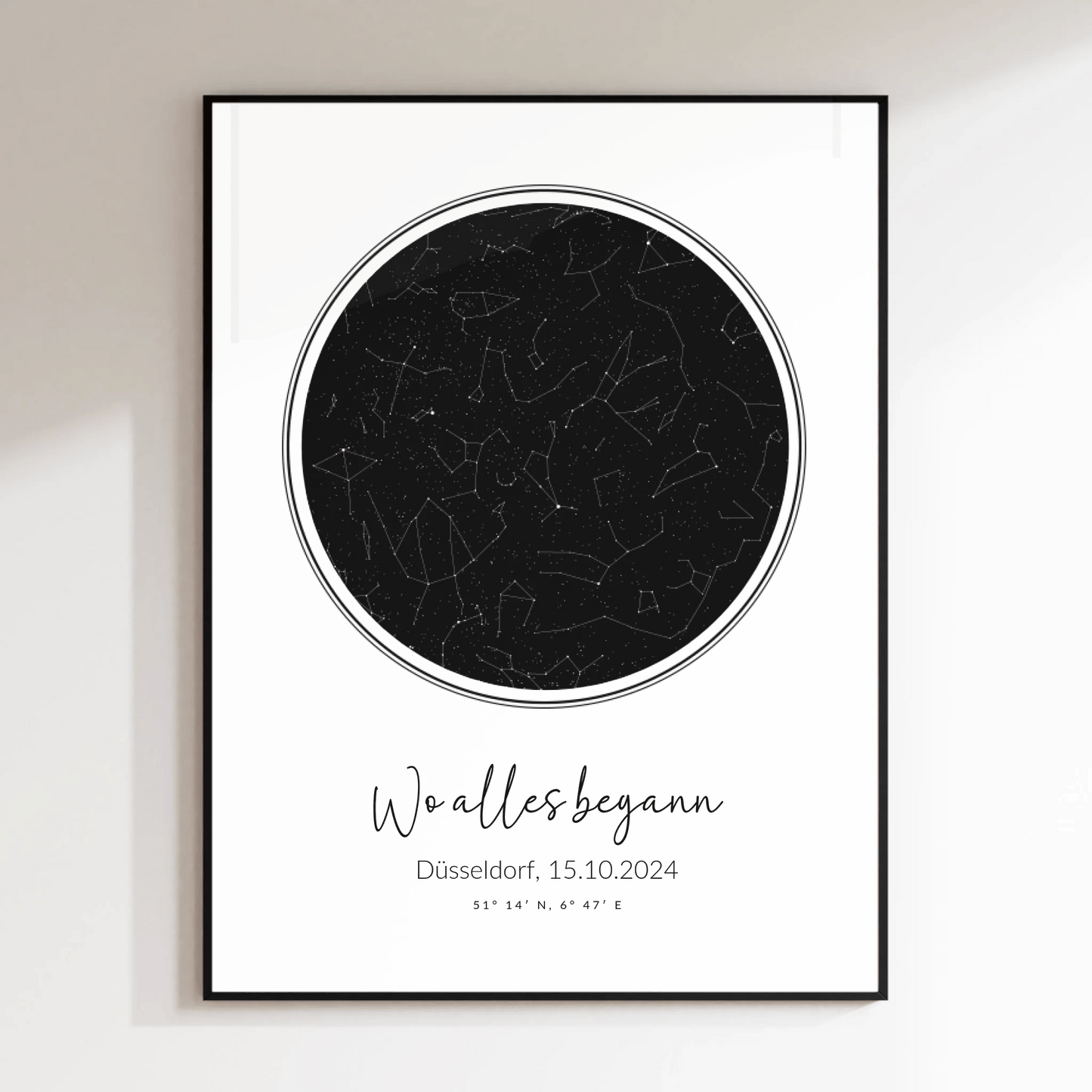 Personalisierte Sternenkarte als Poster - "Wo alles begann" - LeinwandGlück