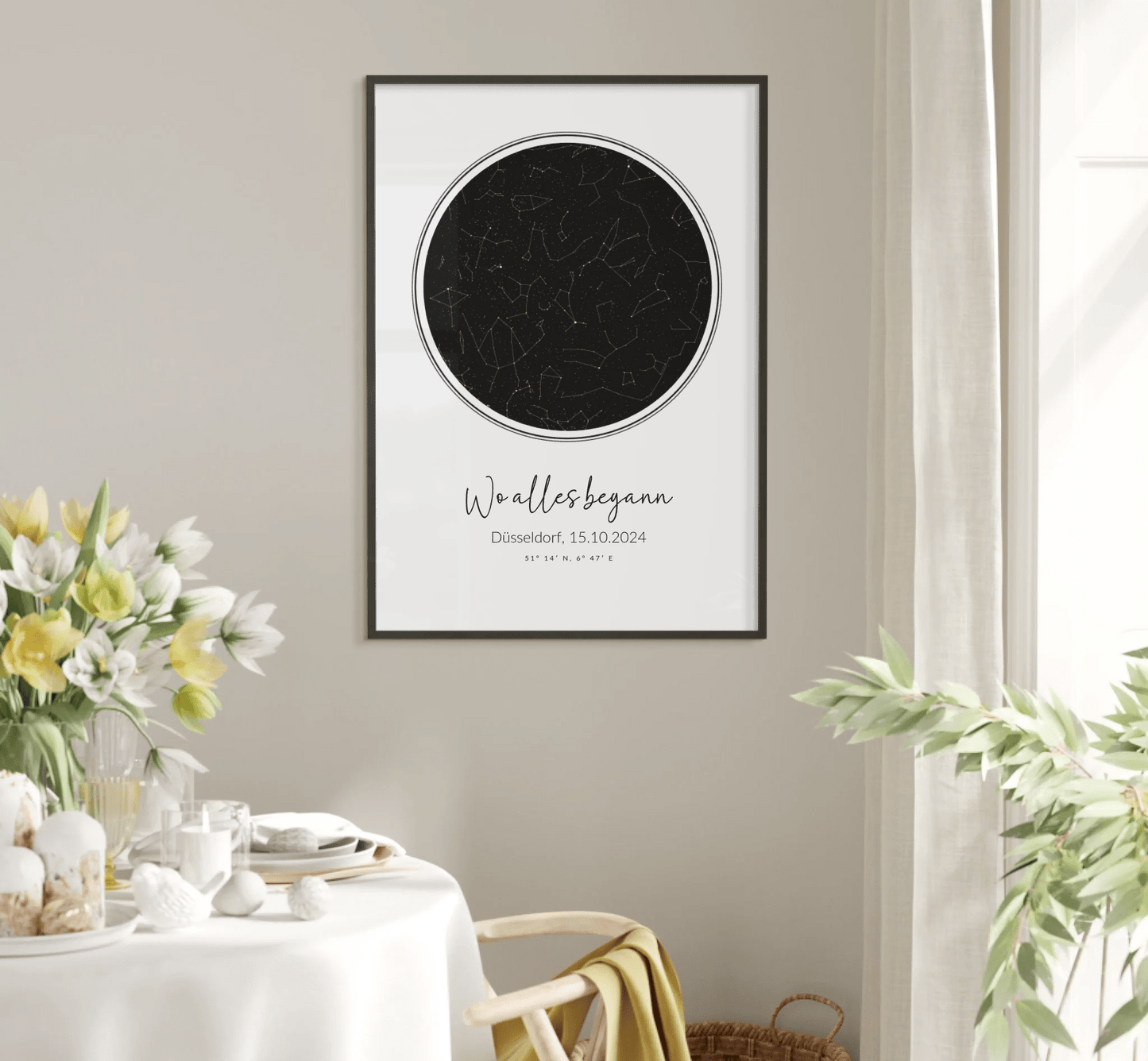 Personalisierte Sternenkarte als Poster - "Wo alles begann" - LeinwandGlück