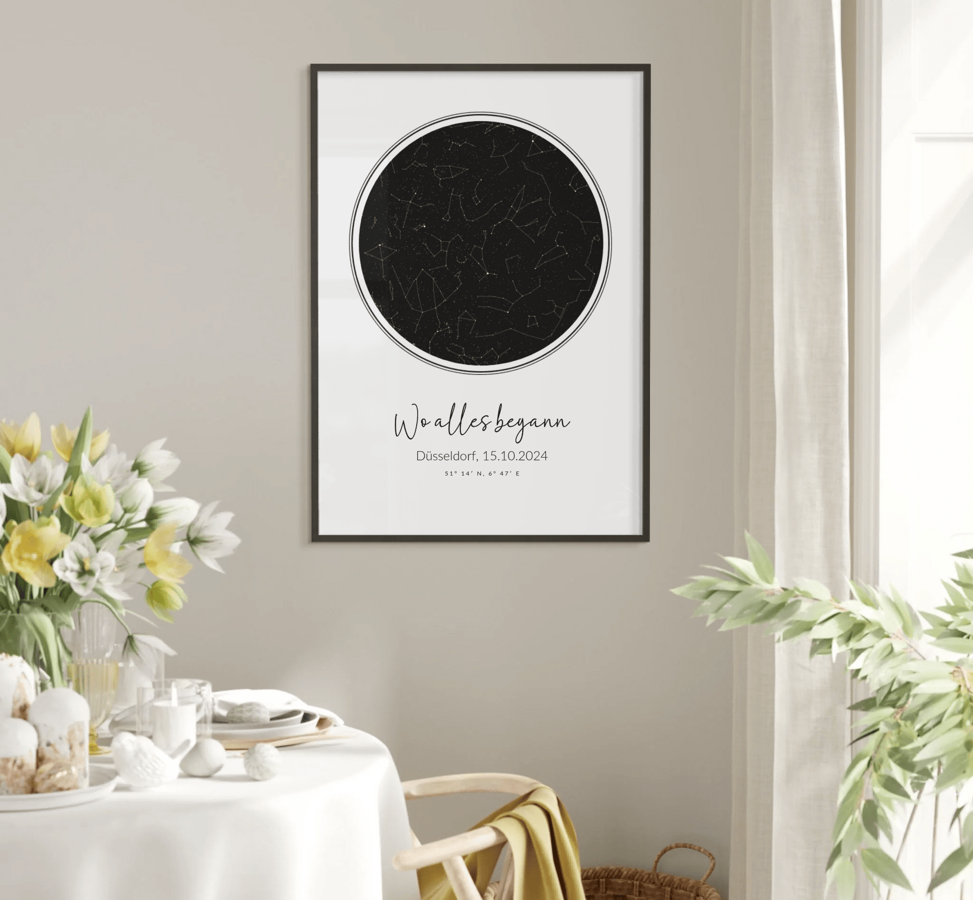 Personalisierte Sternenkarte als Poster - "Wo alles begann" - LeinwandGlück