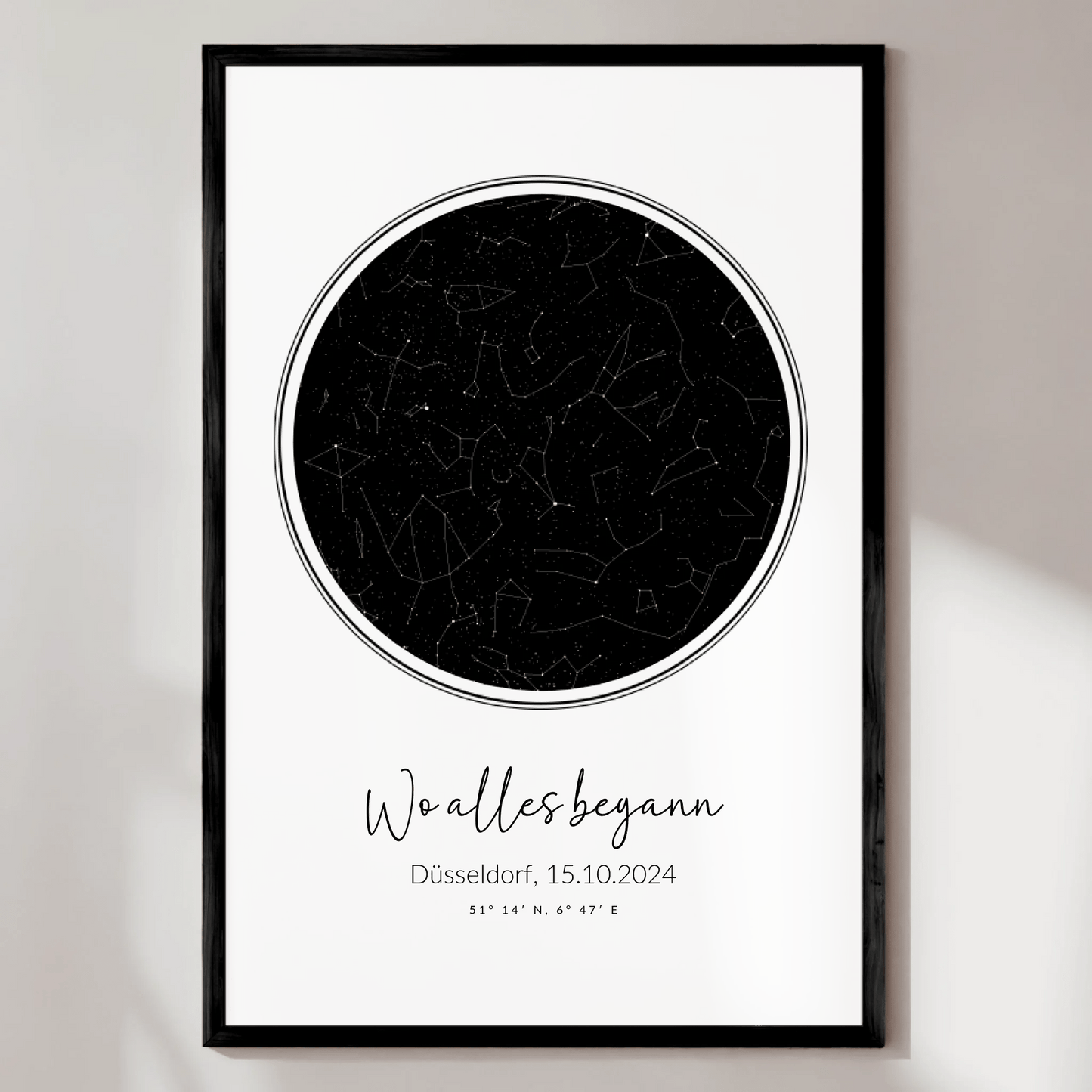 Personalisierte Sternenkarte als Poster - "Wo alles begann" - LeinwandGlück