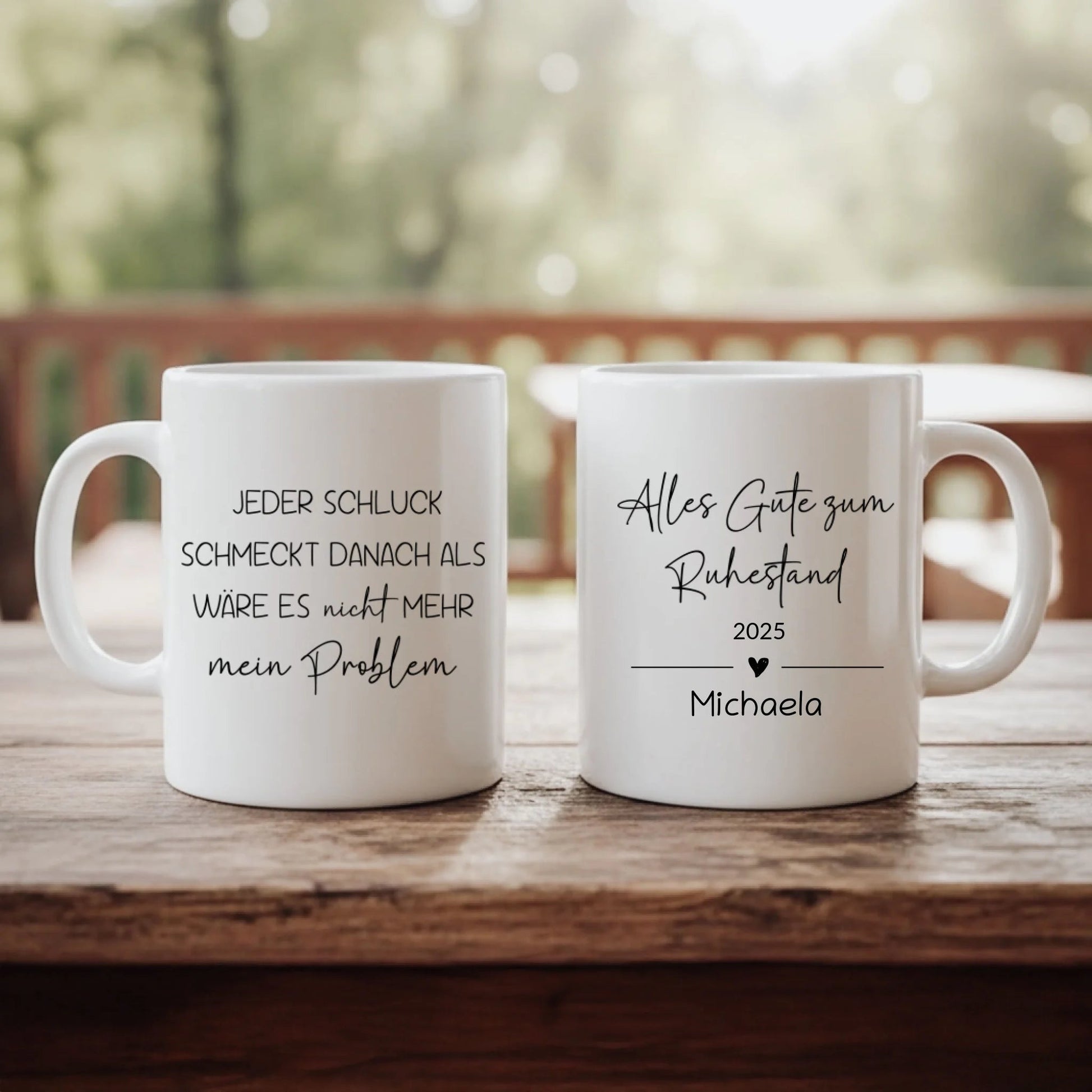 Personalisierte Tasse - "Alles Gute zum Ruhestand" - LeinwandGlück