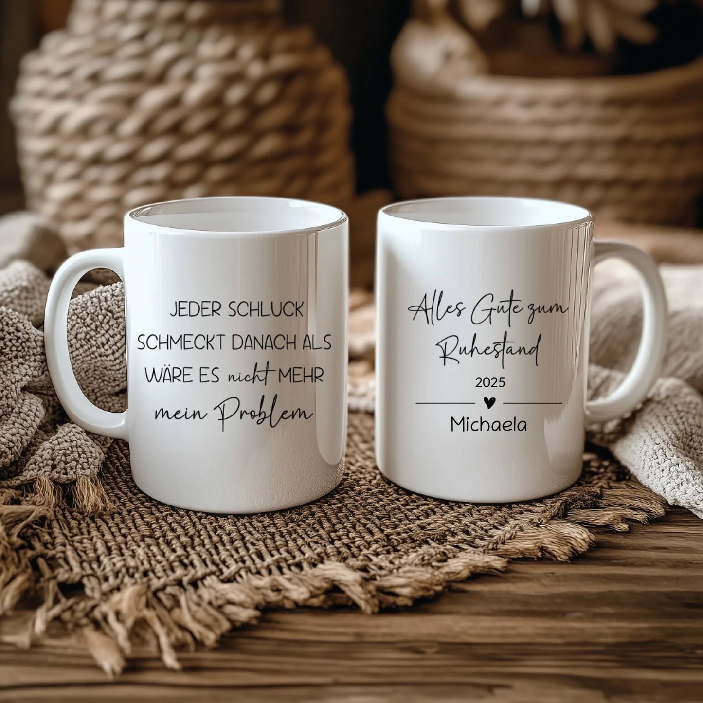 Personalisierte Tasse - "Alles Gute zum Ruhestand" - LeinwandGlück