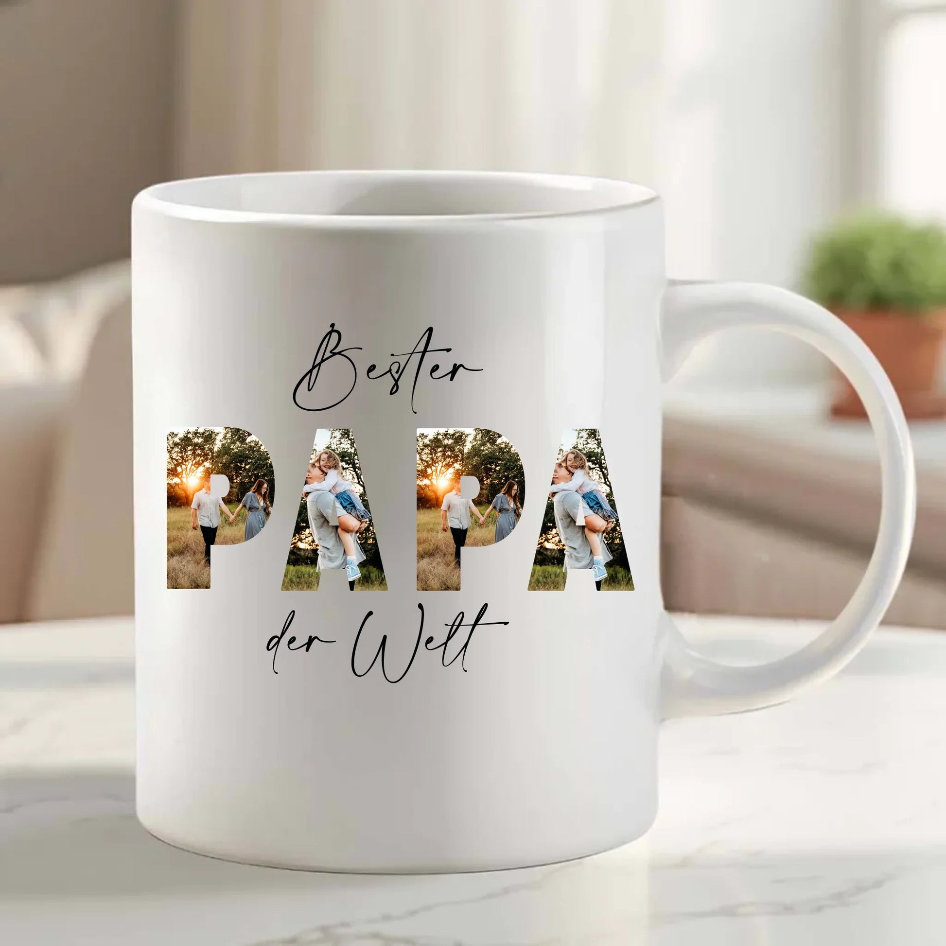 Personalisierte Tasse - "Bester Papa mit Foto" - LeinwandGlück
