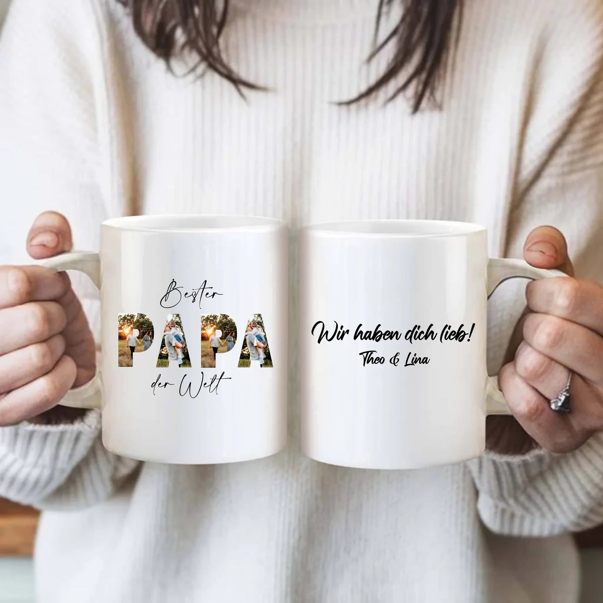 Personalisierte Tasse - "Bester Papa mit Foto" - LeinwandGlück