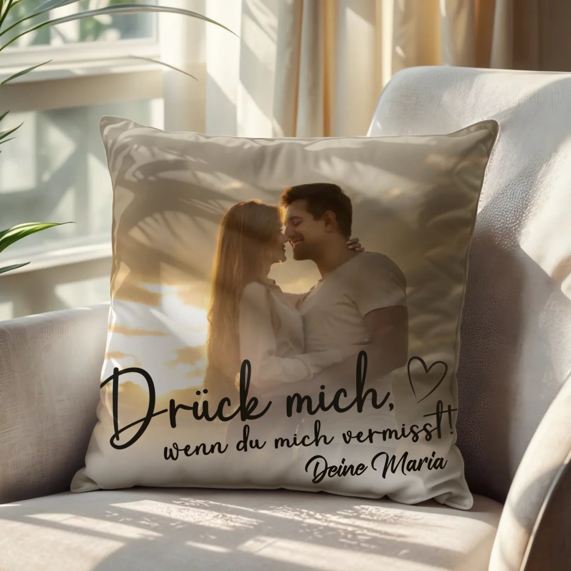 Personalisiertes Kissen - "Drück Mich" - LeinwandGlück