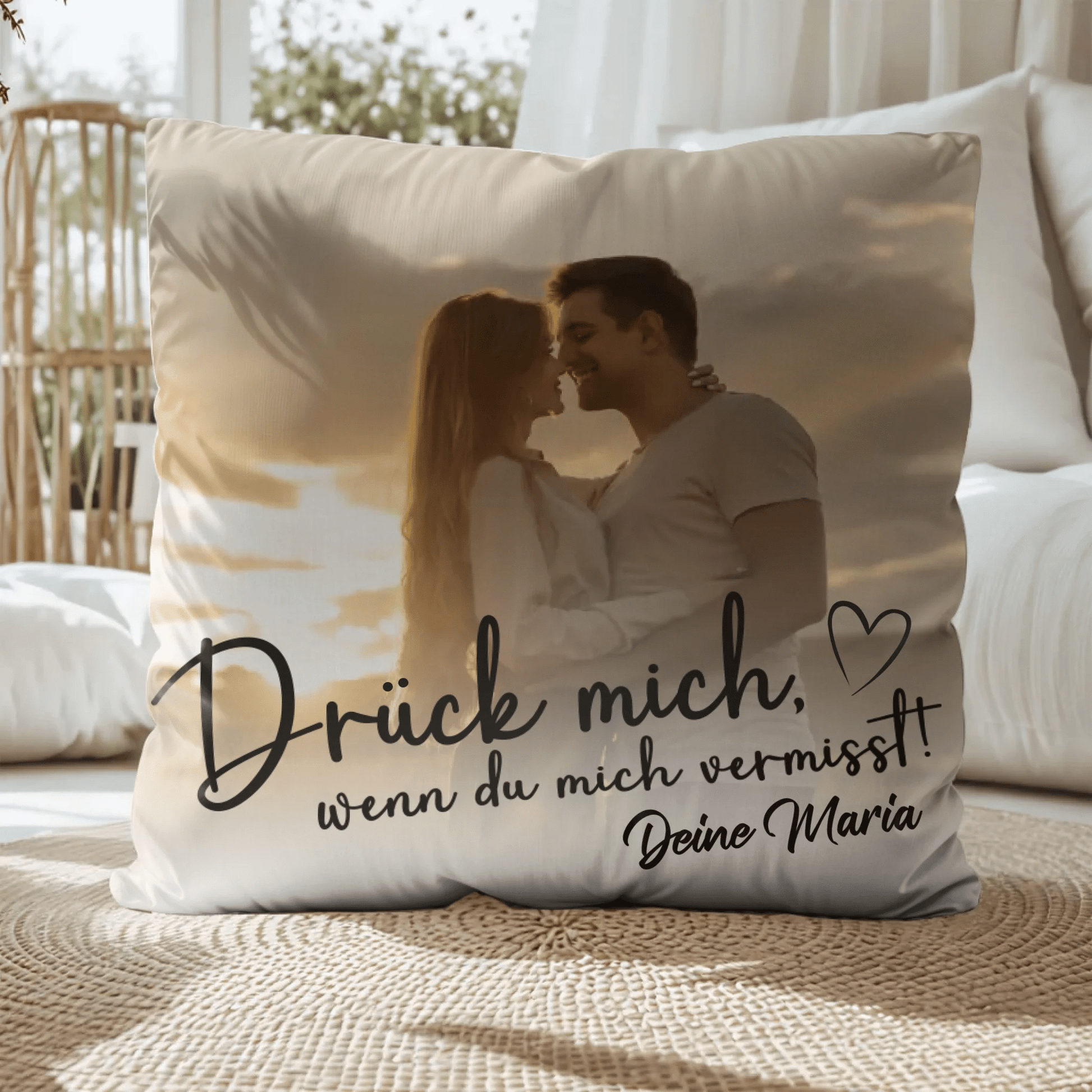 Personalisiertes Kissen - "Drück Mich" - LeinwandGlück